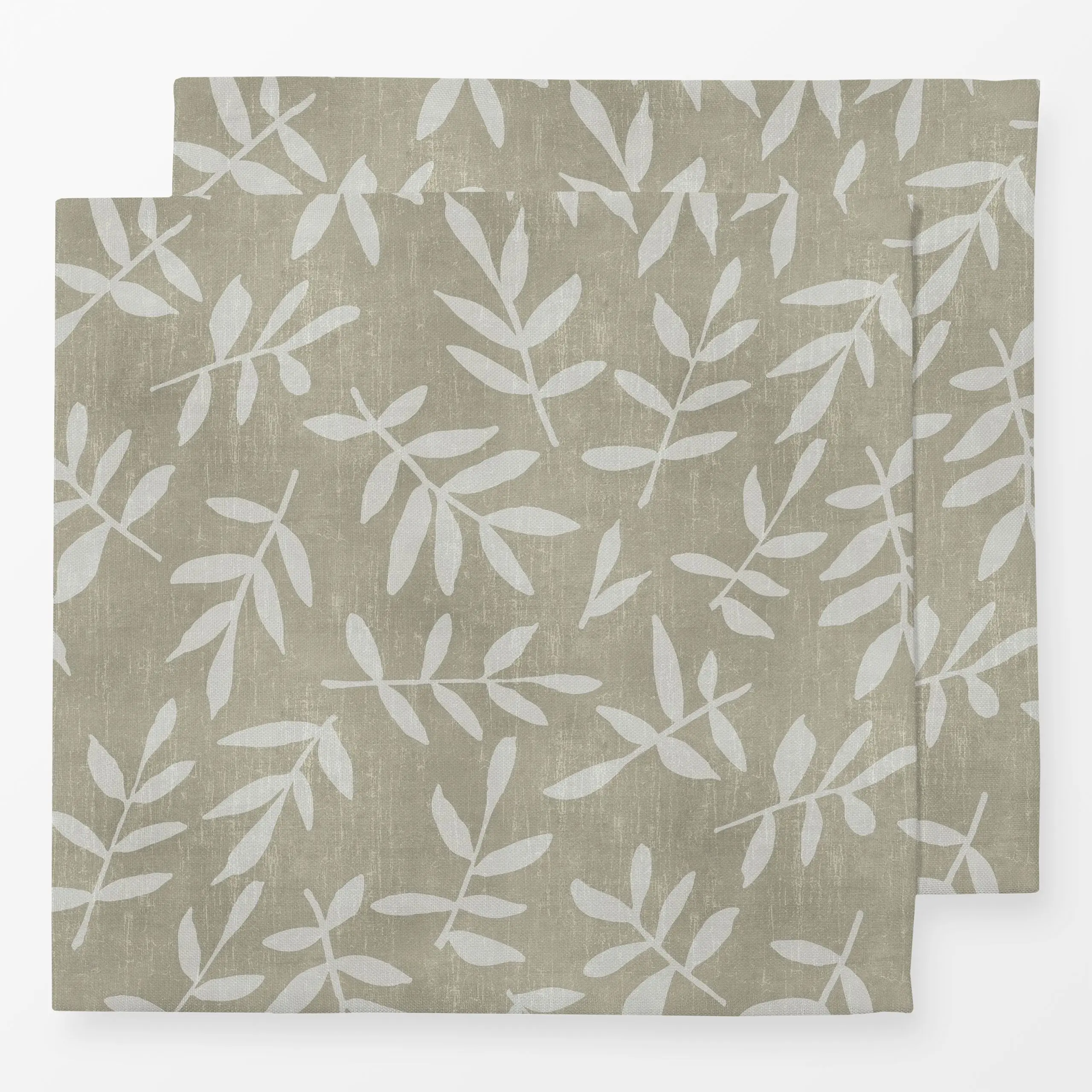 Servietten Leaf Pattern Olive Beige - Pflanzen & Botanik - von „Andrea Haase"; Natur, Blätter, Minimalismus, schlicht, warm,...