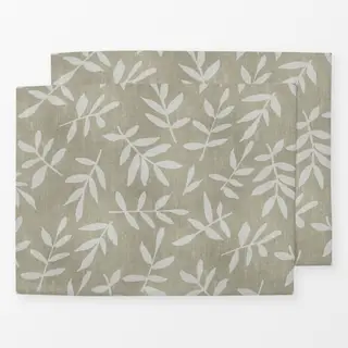 Tischset Leaf Pattern Olive Beige