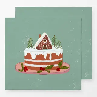 Servietten Weihnachtstorte Lebkuchenhaus