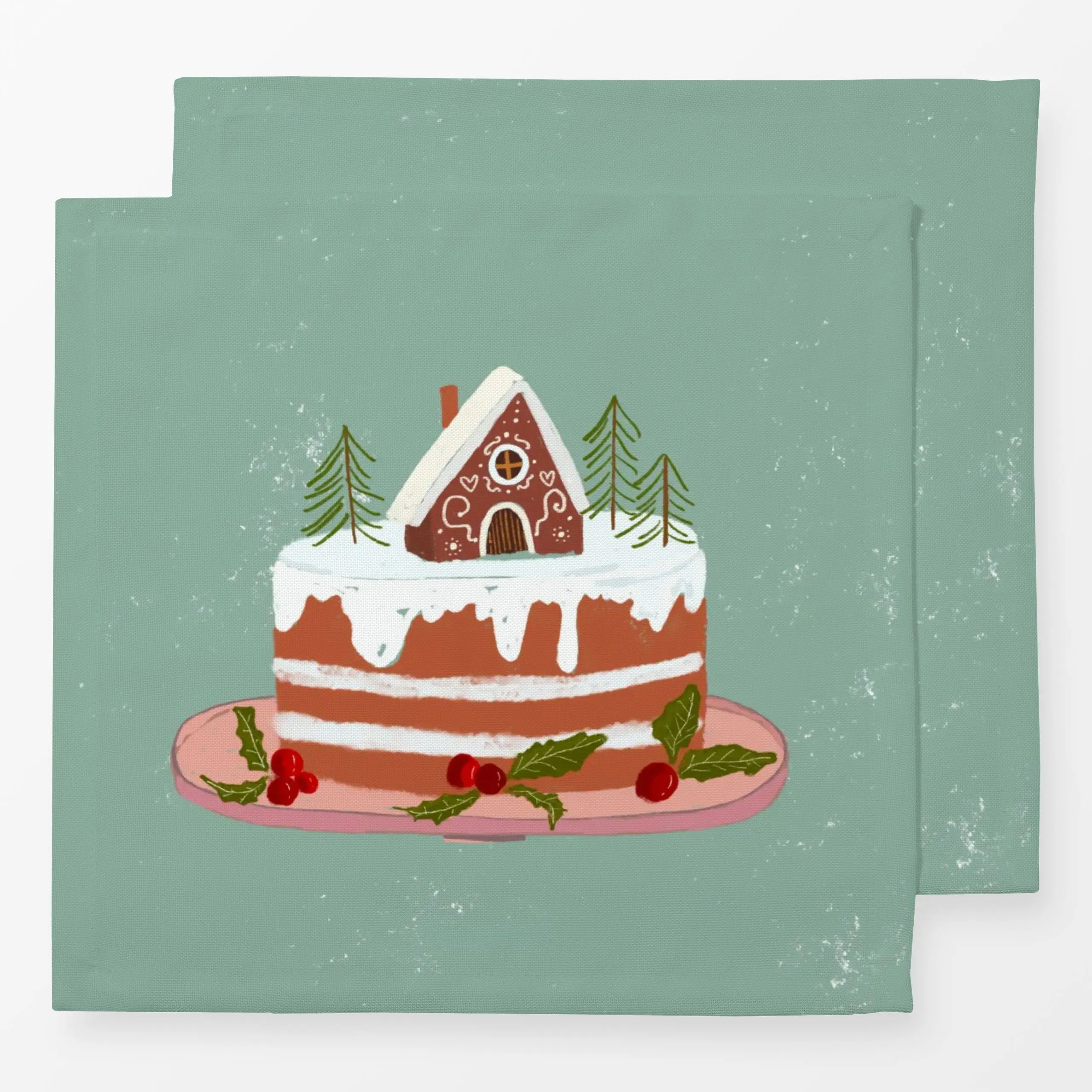 Servietten Weihnachtstorte Lebkuchenhaus - Weihnachten, Winter - von „Lena Yokota"; Merry Christmas, Weihnachten, Lebkuchen,...