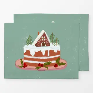 Tischset Weihnachtstorte Lebkuchenhaus