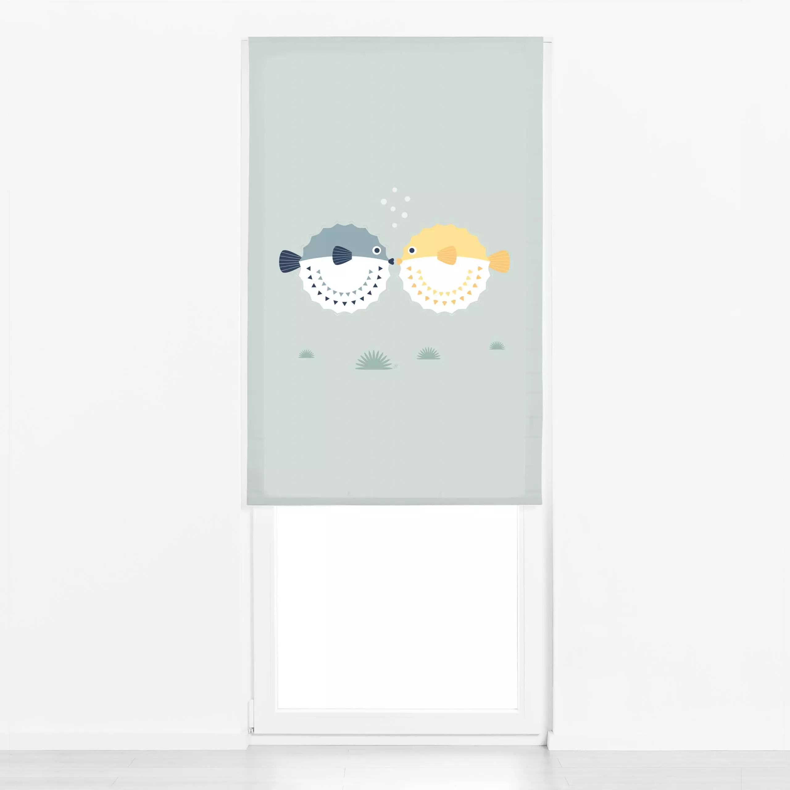 Raffrollo Kugelfisch Küsse - Kinderzimmer & Motive für Kinder, Tiere - von „Carolin Vonhoff"; Kinder, Meer, Fische, niedlich...