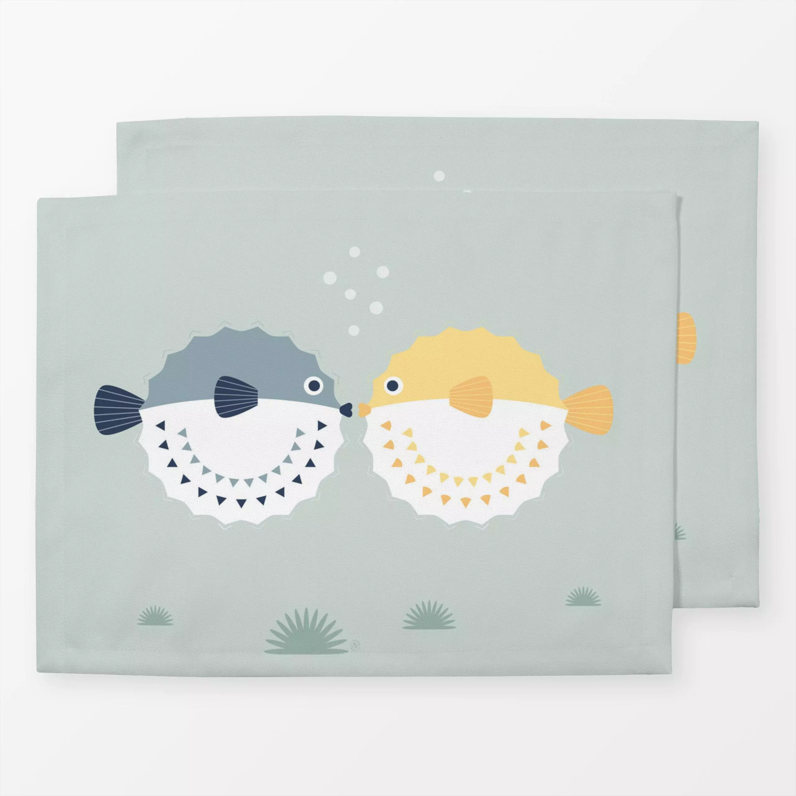 Tischset Kugelfisch Küsse, Tiere, fürs Kinderzimmer, Sommer, von Carolin Vonhoff