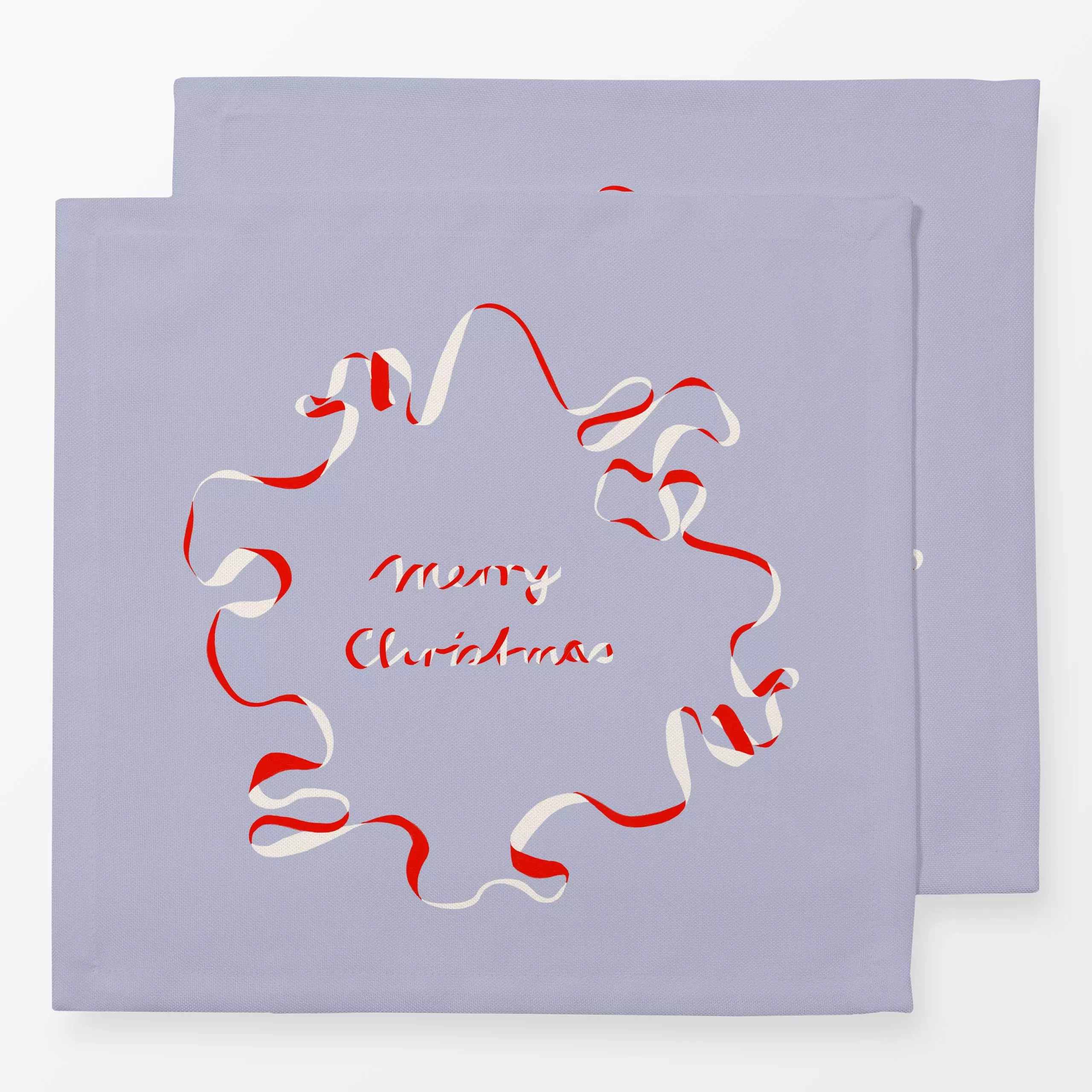 Servietten Ribbonkranz Typo Blau - Sprüche & Schriftzüge, Weihnachten - von „Sophie Augustin Illustration"; Merry Christmas,...