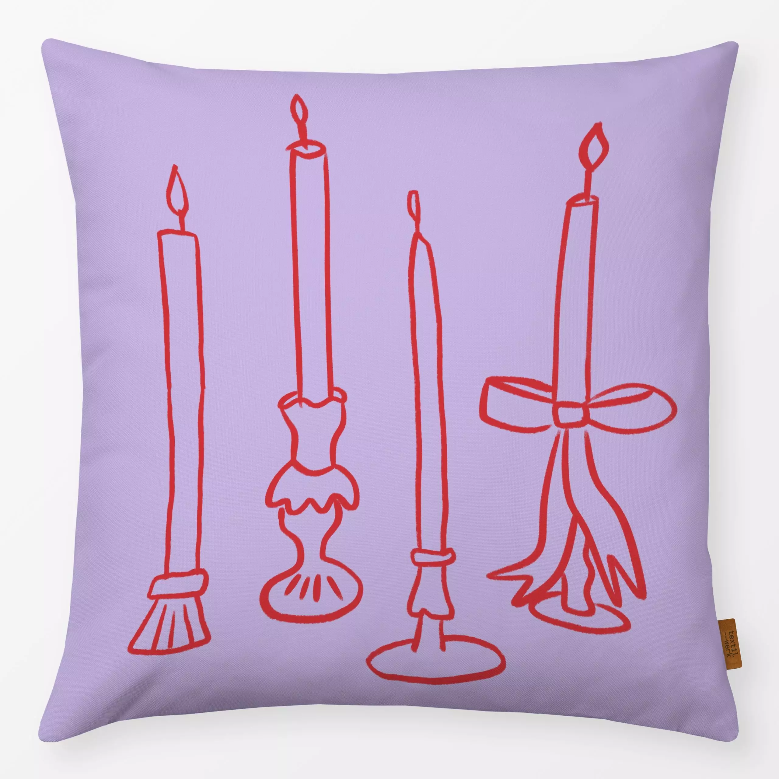 Kissen Adventskerzen Lila Rot - Kinderzimmer & Motive für Kinder, Weihnachten, Anlässe - von „textilwerk"; Illustration, ska...