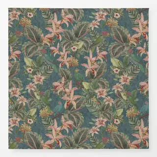 Tischdecke Vintage Dschungel Vögeln teal
