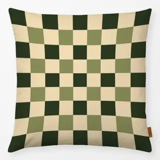 Kissen Muster Karos beige grün