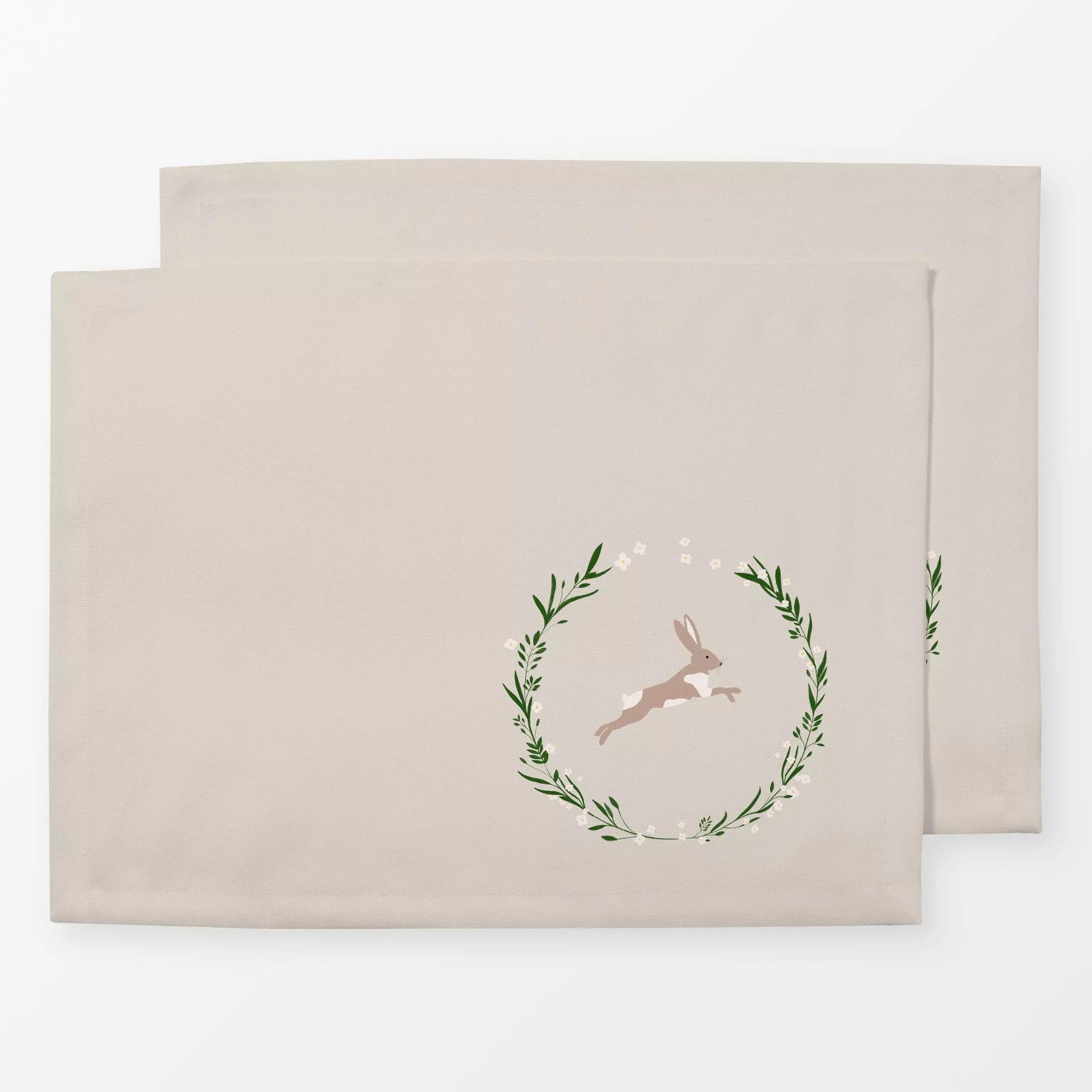 Tischset Osterkranz Hase Beige, Tiere, Ostern, von Sophie Augustin Illustration