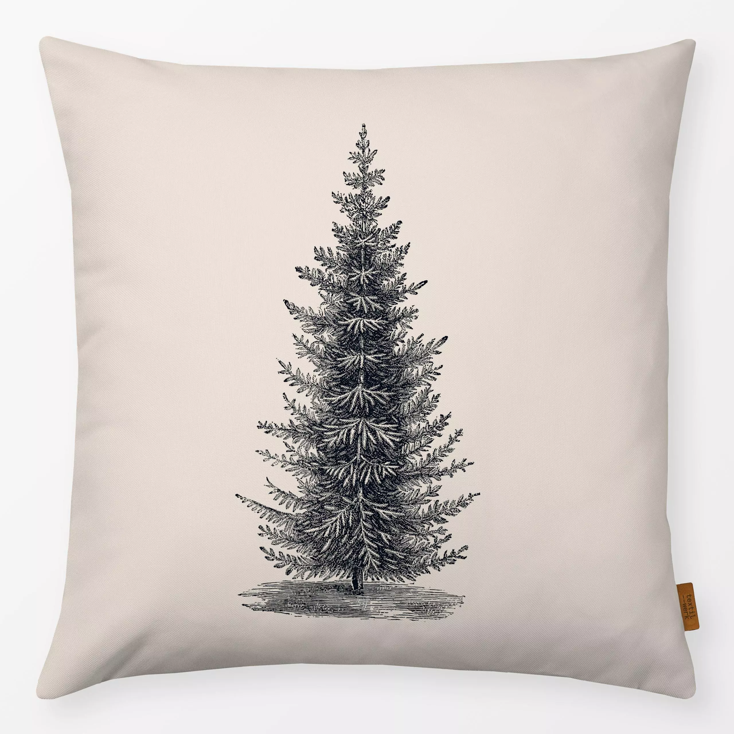 Kissen Vintage Tree Beige - Weihnachten, Winter - von „Monika Strigel"; Tannenbaum, Weihnachtsbaum, Weihnachten, vintage, Sc...