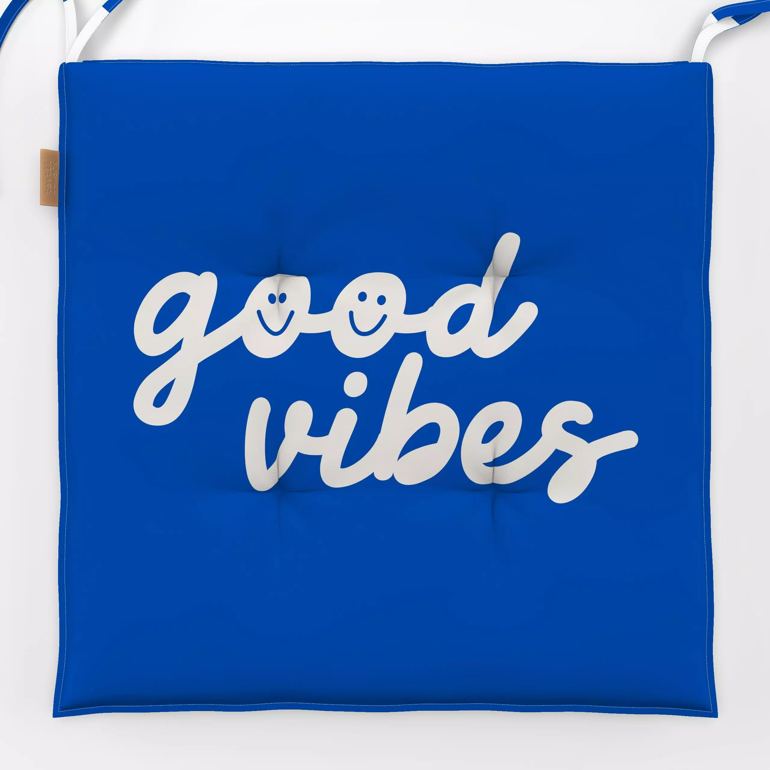 Sitzkissen good vibes blau - Sommer, Sprüche & Schriftzüge - von „Kerstin Ax"; Handschrift, Lettering, cute, typo, statement...