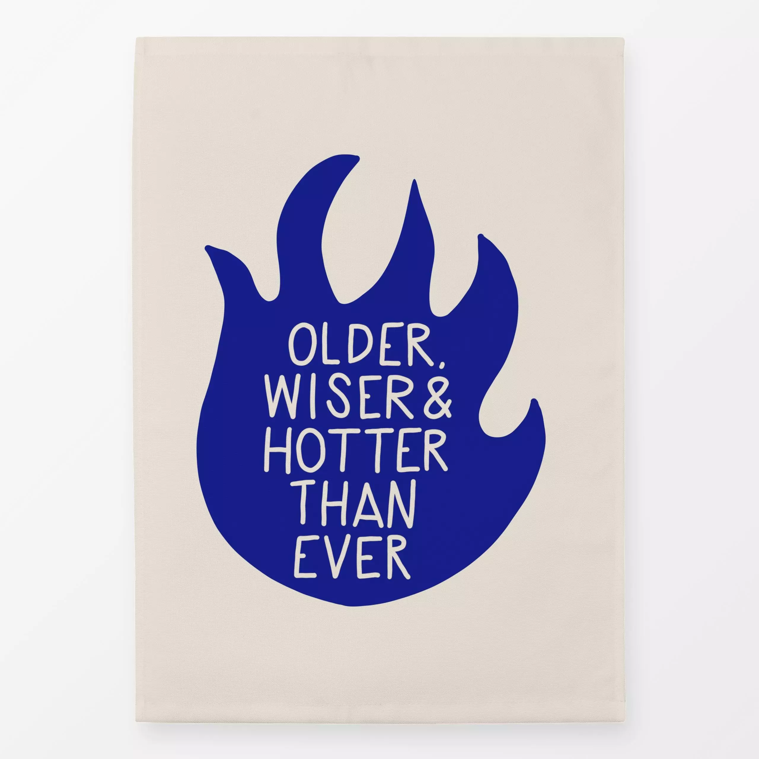Geschirrtücher Older Wiser & Hotter Flamme - Sprüche & Schriftzüge - von „textilwerk"; Illustration, trend, geschenkidee, mi...