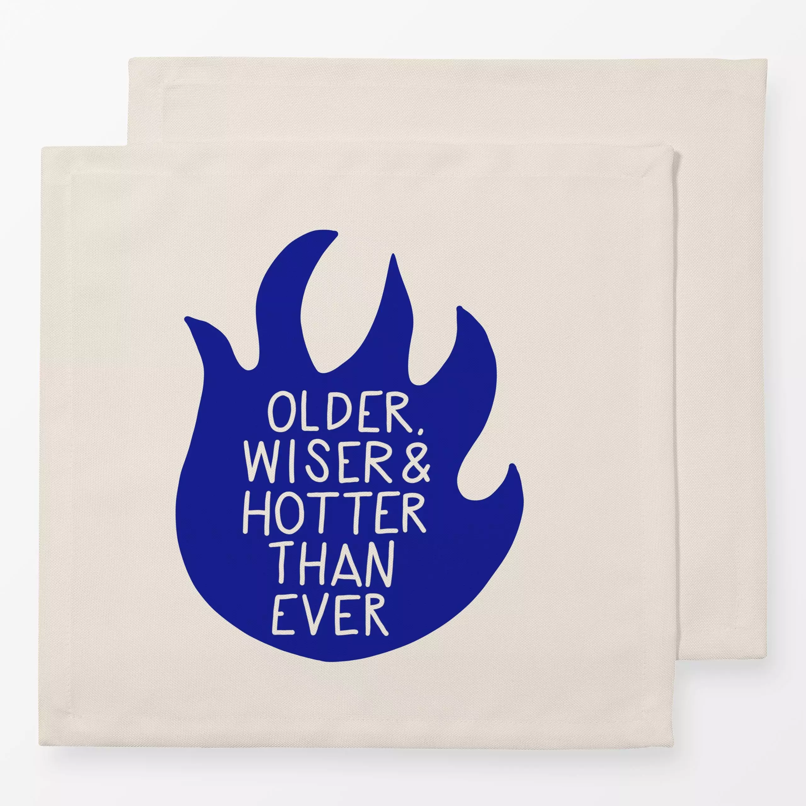 Servietten Older Wiser & Hotter Flamme - Sprüche & Schriftzüge - von „textilwerk"; Illustration, trend, geschenkidee, minima...