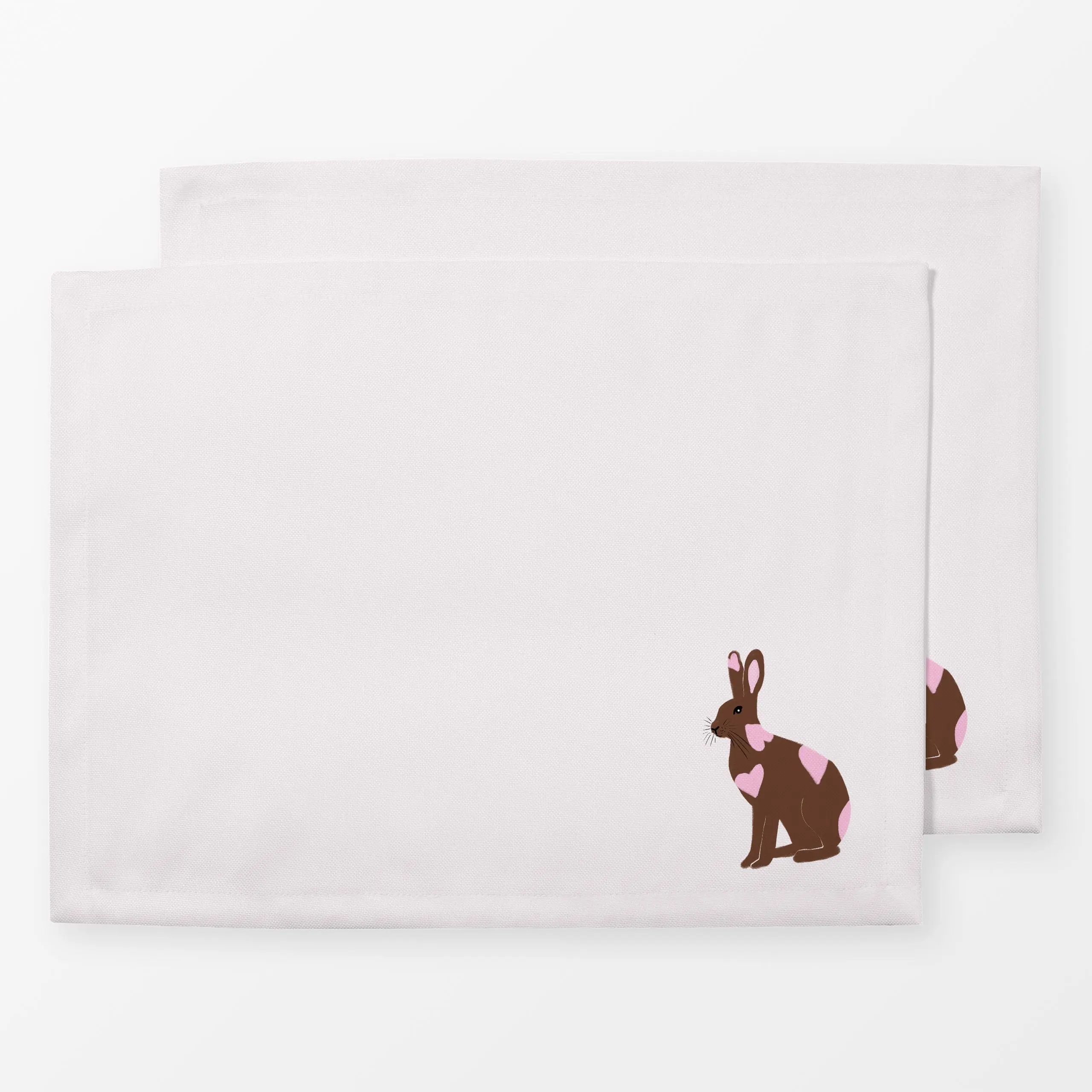 Tischset Hase mit Herzen Beige - Frühling, Tiere, Ostern - von „Sophie Augustin Illustration"; Hase, Tiere, Herzen, niedlich...