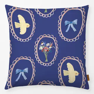 Kissen Midsummer Blumen Schleife blau