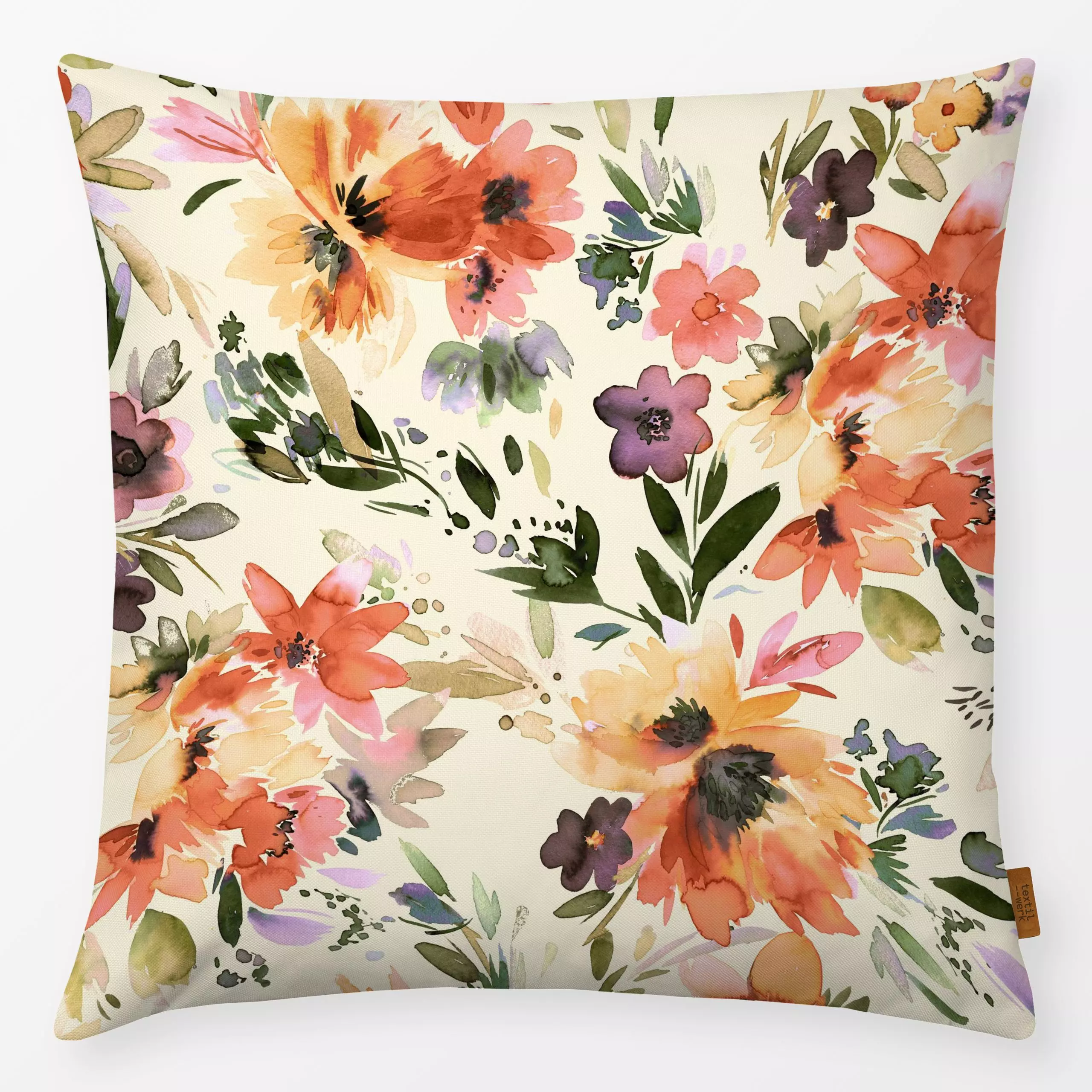 Kissen Tropical Spring Flowers Sage - Blumen & Florales, Frühling, Pflanzen & Botanik - von „Ninola Design "; boho, Aquarell...