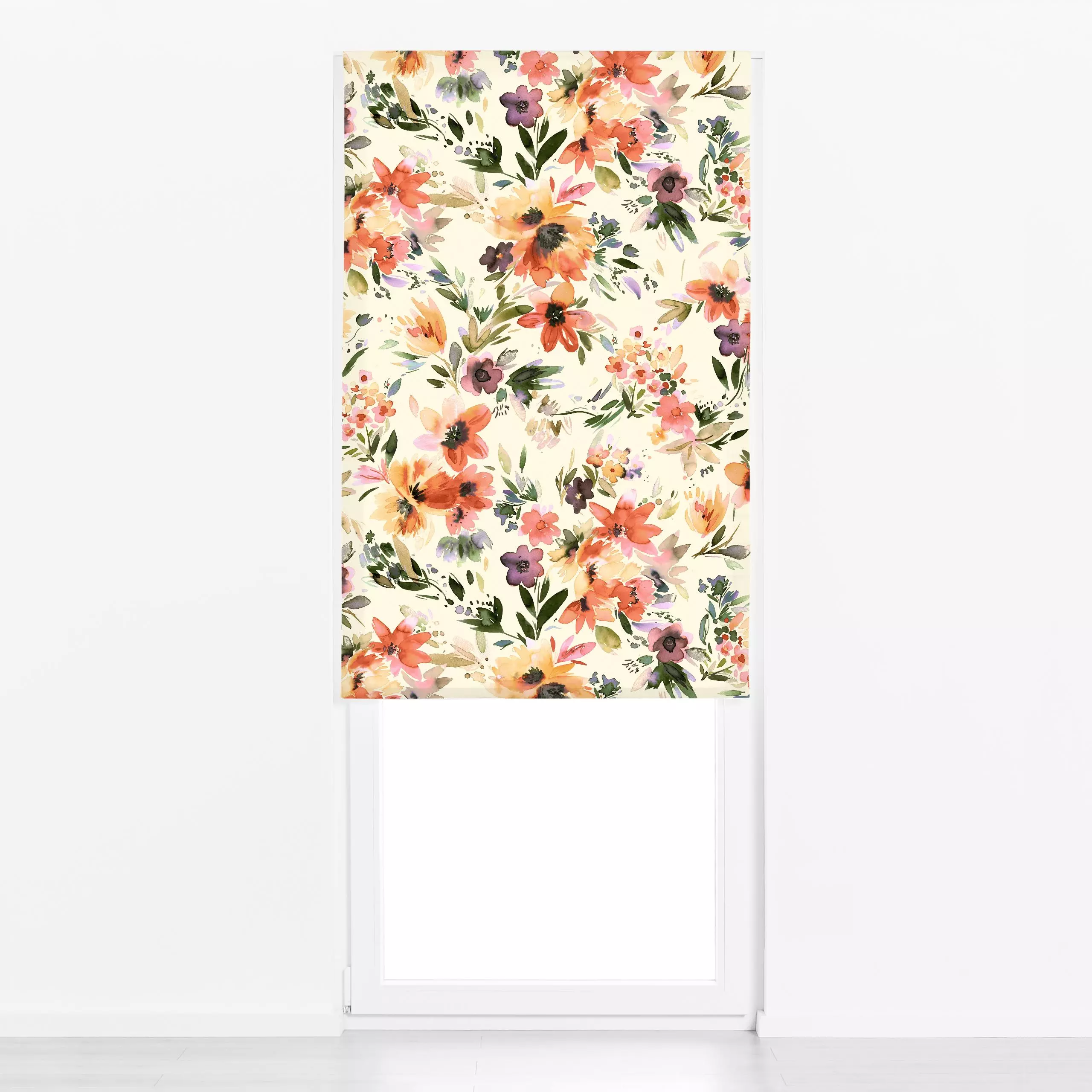 Raffrollo Tropical Spring Flowers Sage - Blumen & Florales, Frühling, Pflanzen & Botanik - von „Ninola Design "; boho, Aquar...