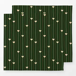 Servietten Streifen mit Herzen grün