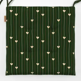 Sitzkissen Streifen mit Herzen grün