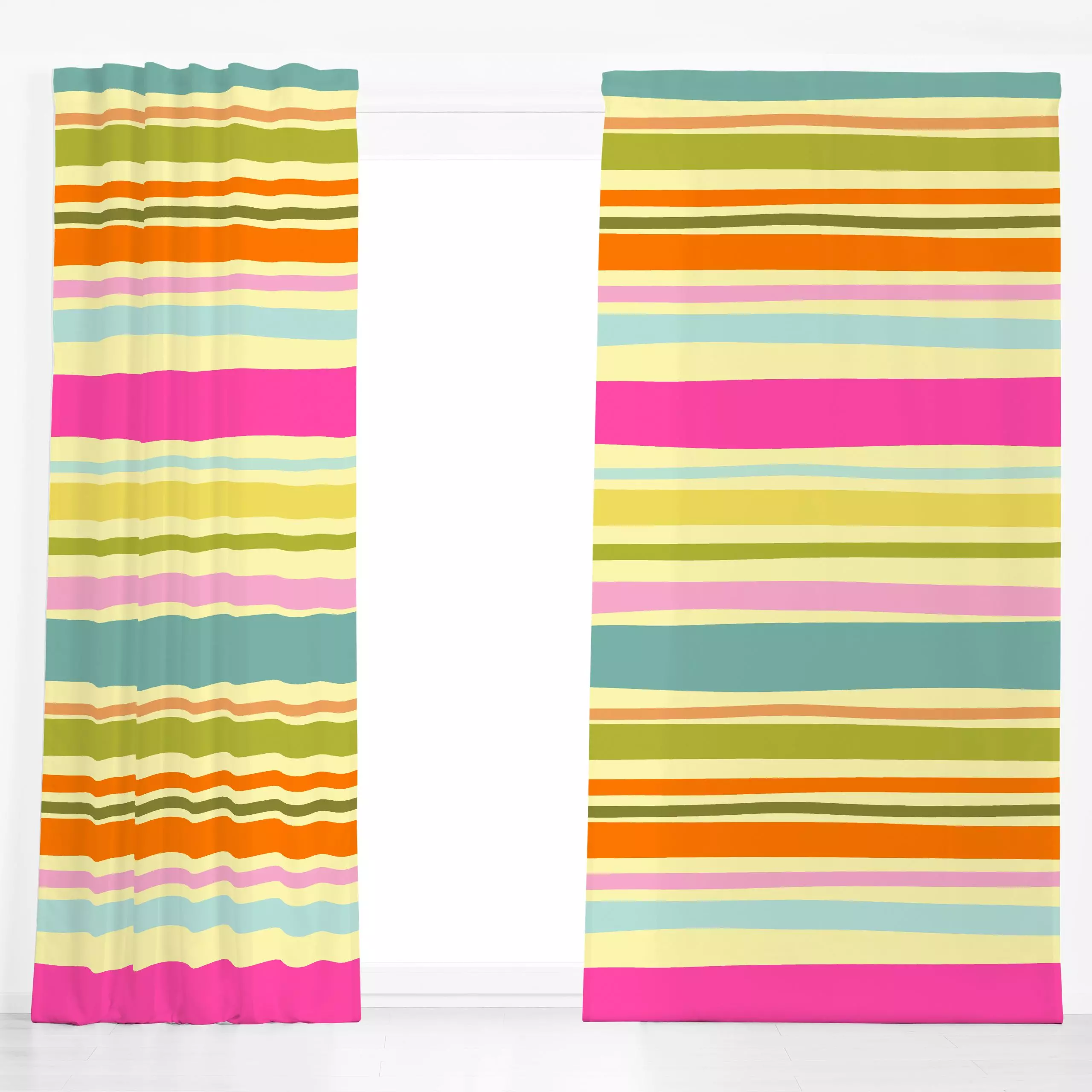 Dekovorhang Retro Bunte Sommer Streifen - Sommer, Symbole & Muster, Retro & Vintage - von „Uta Naumann"; boho, Streifen, Ret...