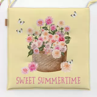 Sitzkissen Cottage Summer Blumenkorb