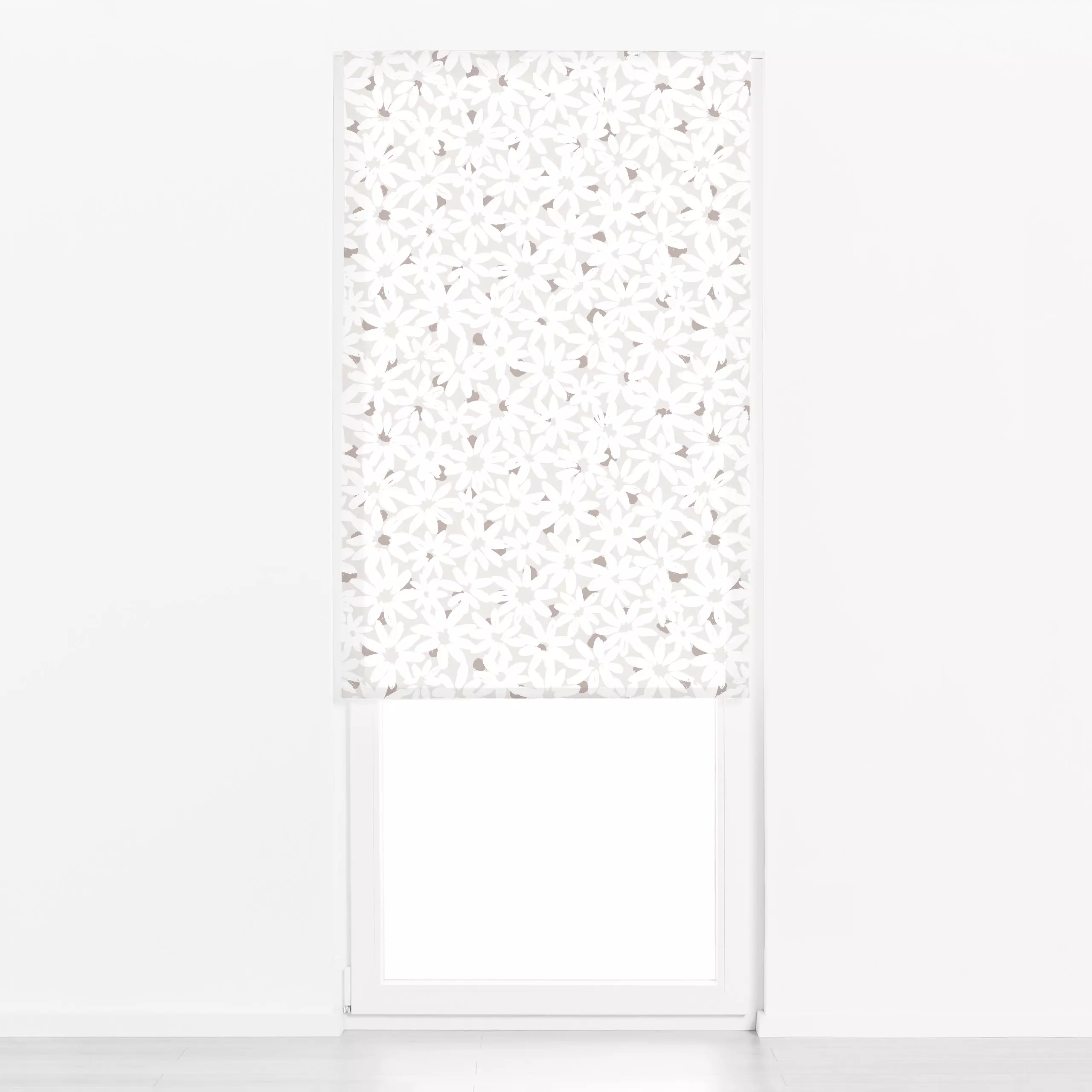 Raffrollo Frühling Blumen Margeriten 4 - Blumen & Florales - von „Primus Pattern"; allover, Blumen, Blüten, Greige, Margerit...