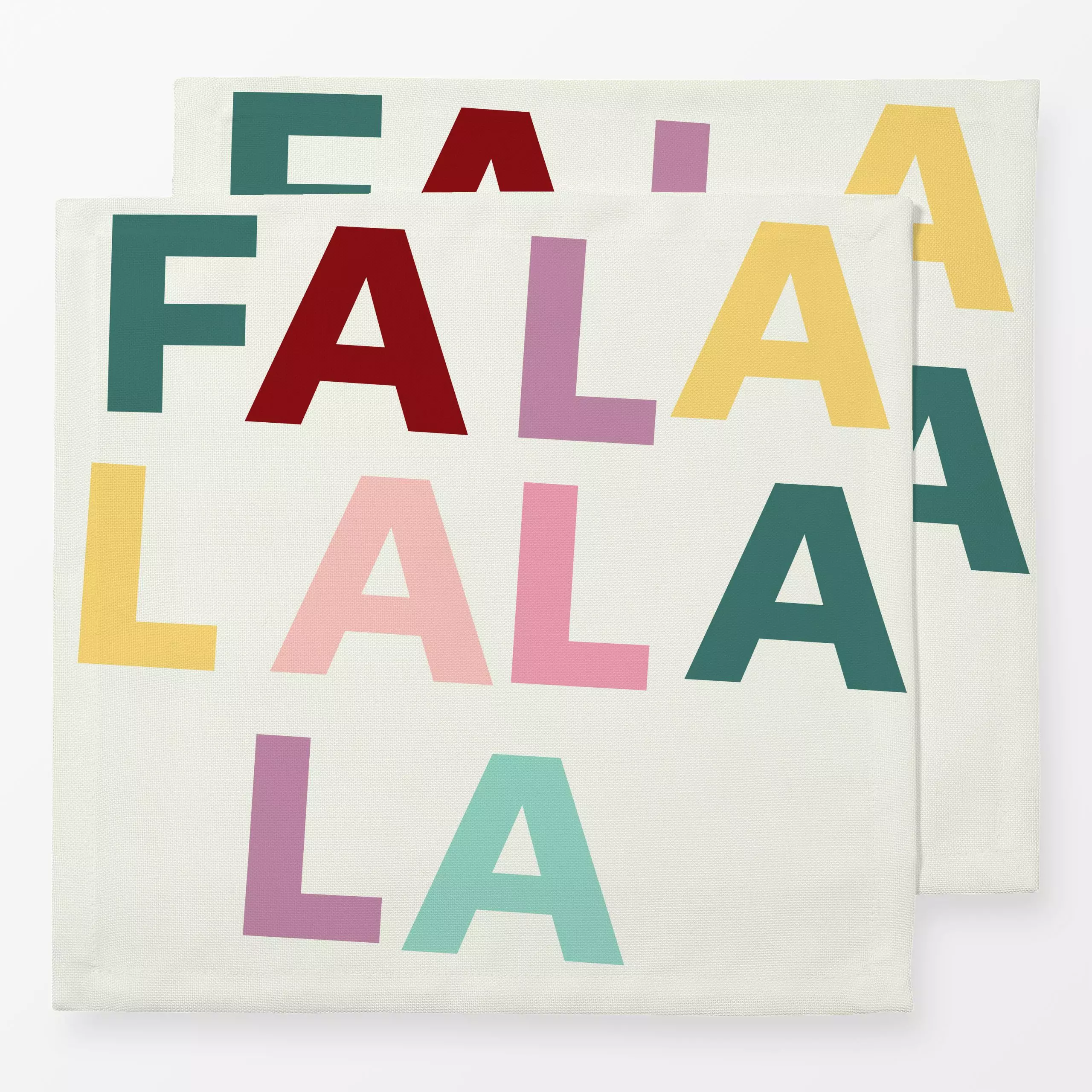 Servietten Fa la la la la - Sprüche & Schriftzüge, Weihnachten - von „Fjord Studio"; Merry Christmas, typografie, bunt, Spru...