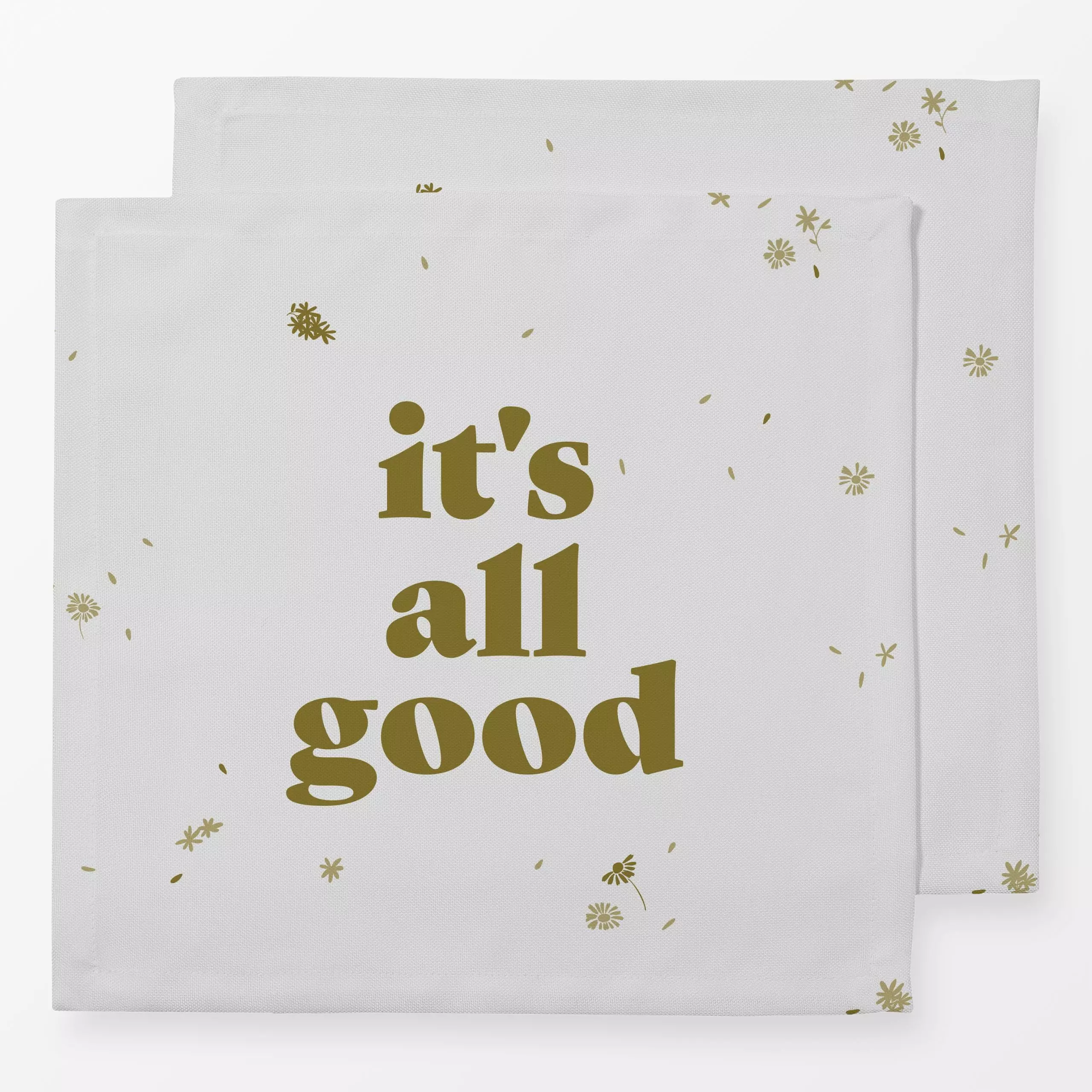 Servietten it's all good | oliv - Sprüche & Schriftzüge - von „moDeern Design Studio"; Blumen, typografie, quote, olivgrun, ...