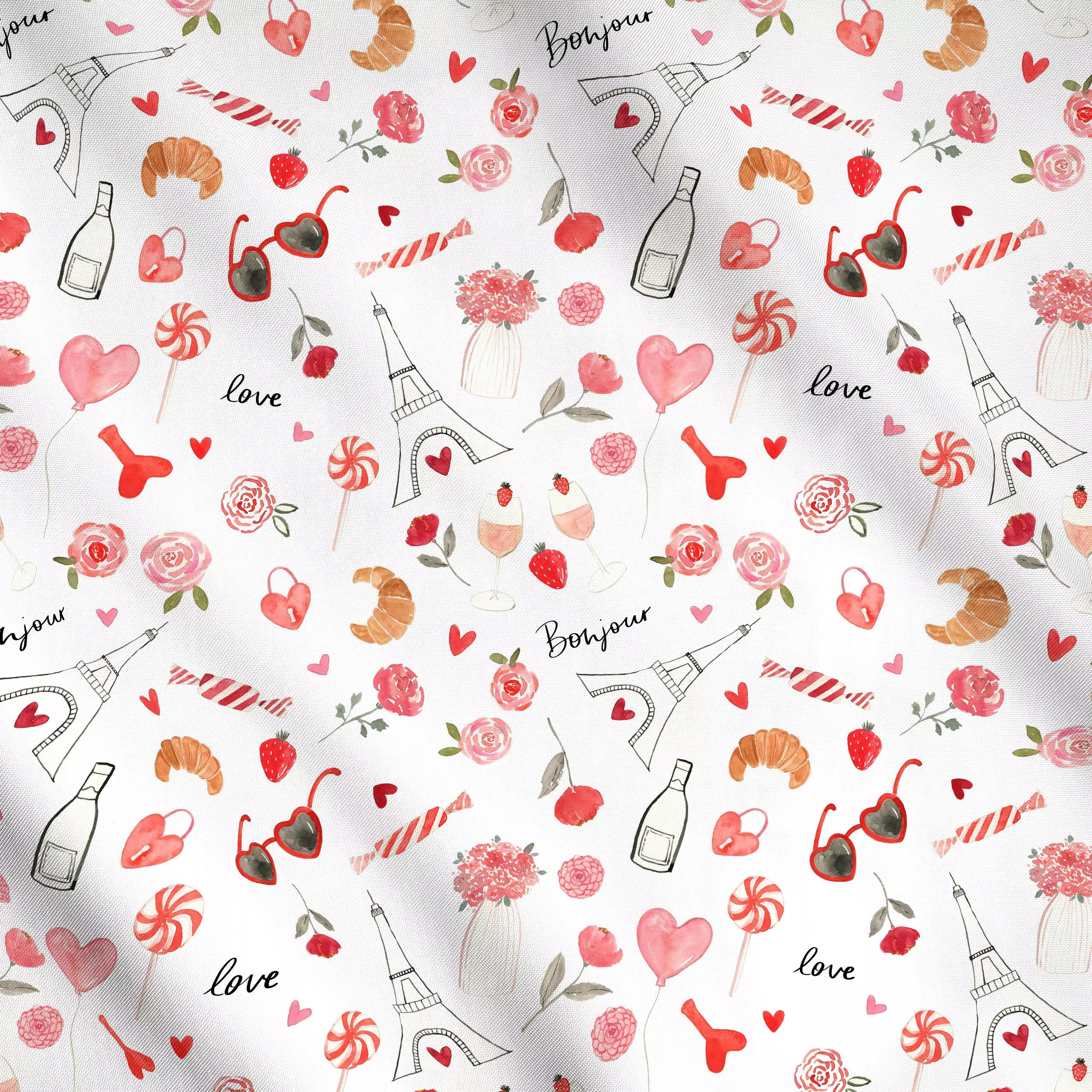 Meterware Paris All you need is love - Liebe, Romantik & Pride, Städte & Länder, Symbole & Muster - von „Lena Yokota"; Muste...