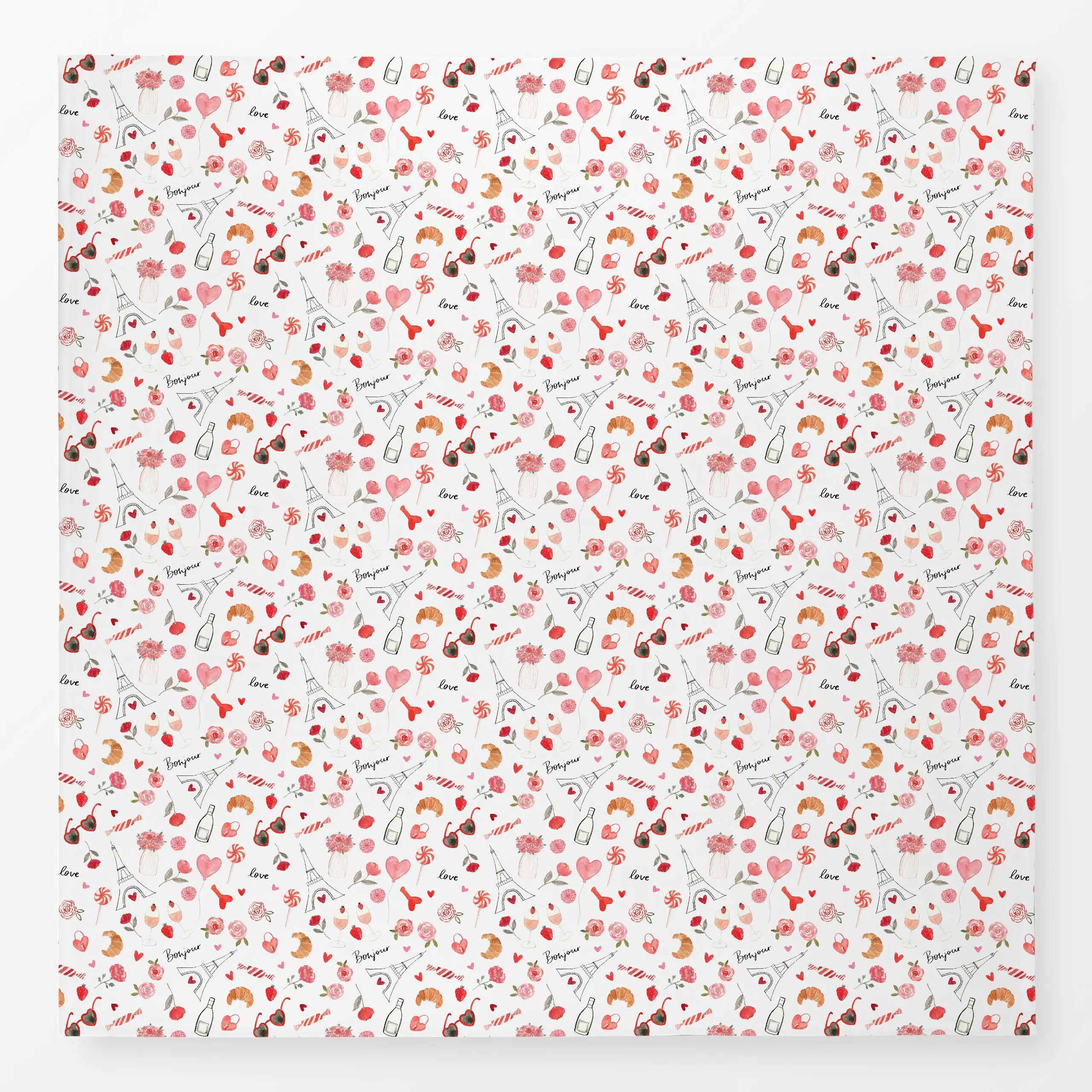 Tischdecke Paris All you need is love, Blumen, gemustert, von Lena Yokota