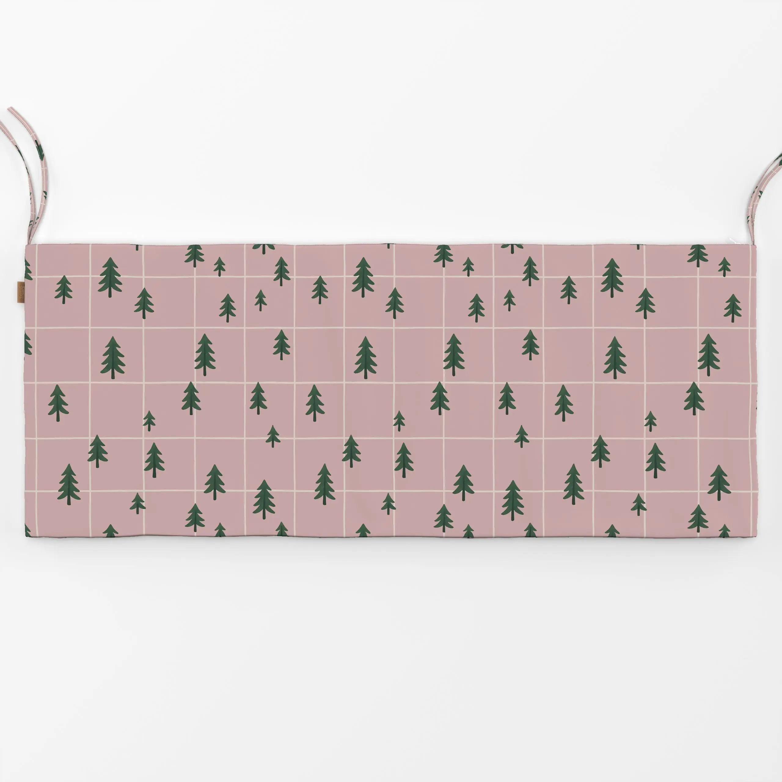 Bankauflage Bäume rosa Karo - Weihnachten, Symbole & Muster - von „Studio Kesse"; rosa, altrosa, Weihnachtsbaum, Weihnachten...