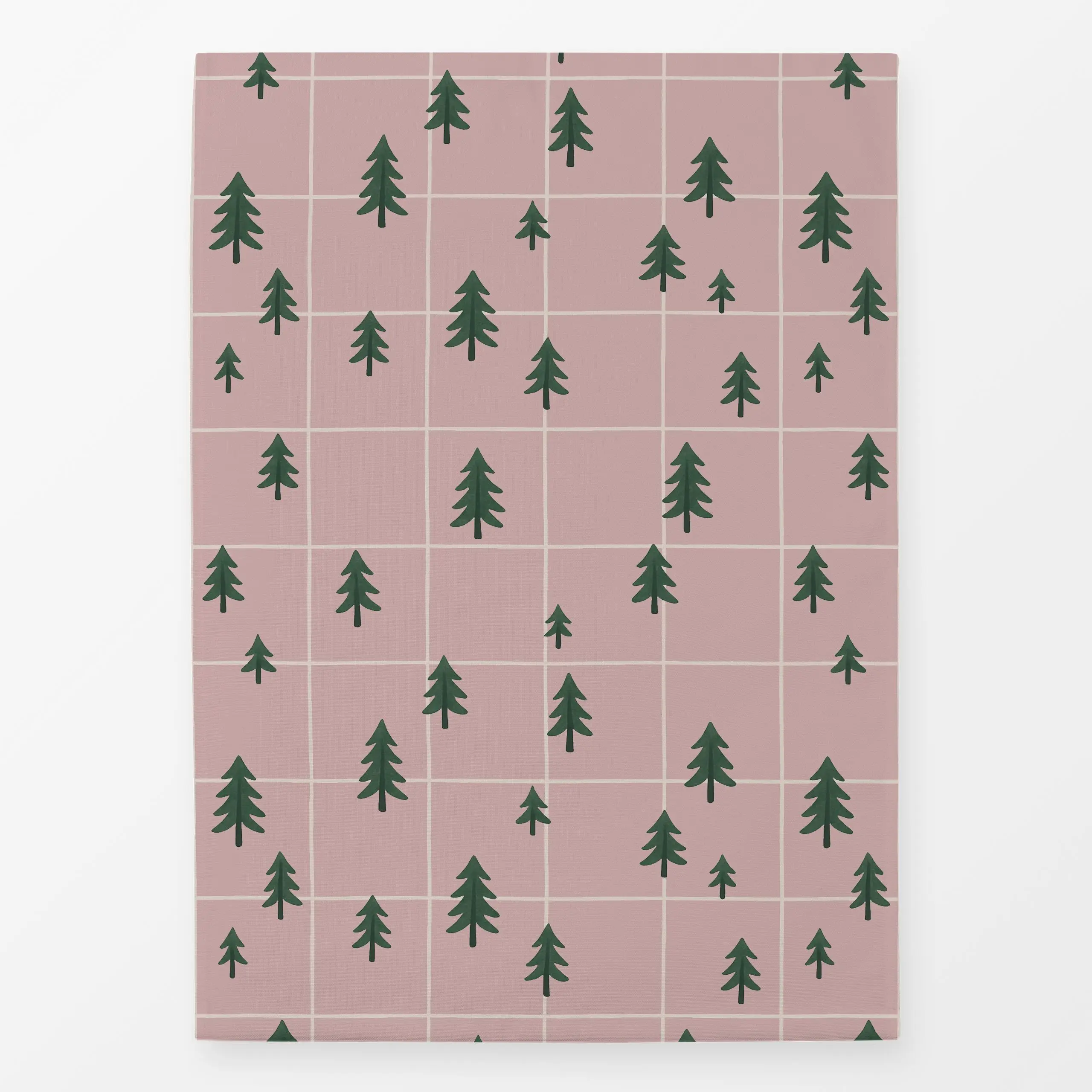 Geschirrtücher Bäume rosa Karo - Weihnachten, Symbole & Muster - von „Studio Kesse"; rosa, altrosa, Weihnachtsbaum, Weihnach...