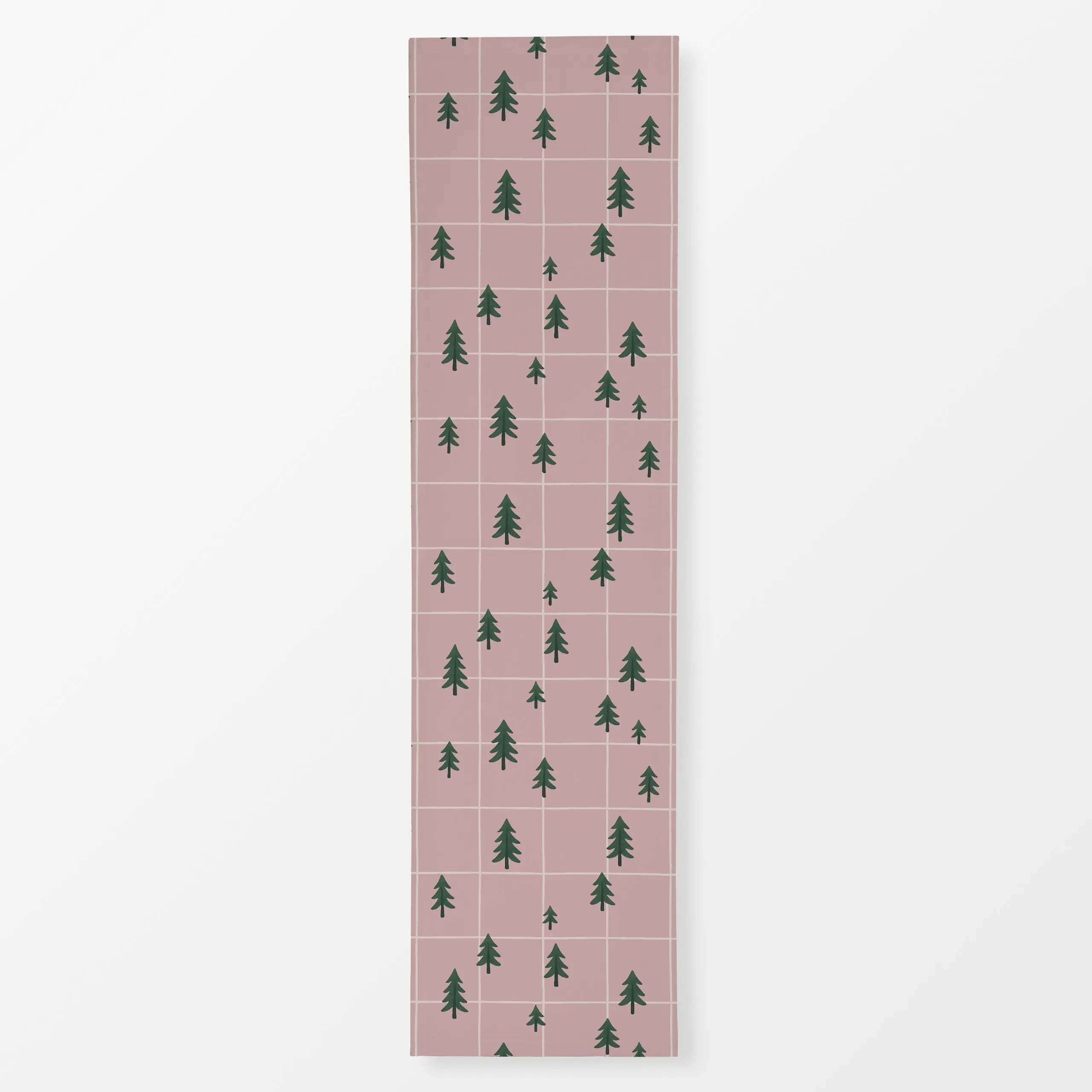 Tischläufer Bäume rosa Karo - Weihnachten, Symbole & Muster - von „Studio Kesse"; rosa, altrosa, Weihnachtsbaum, Weihnachten...