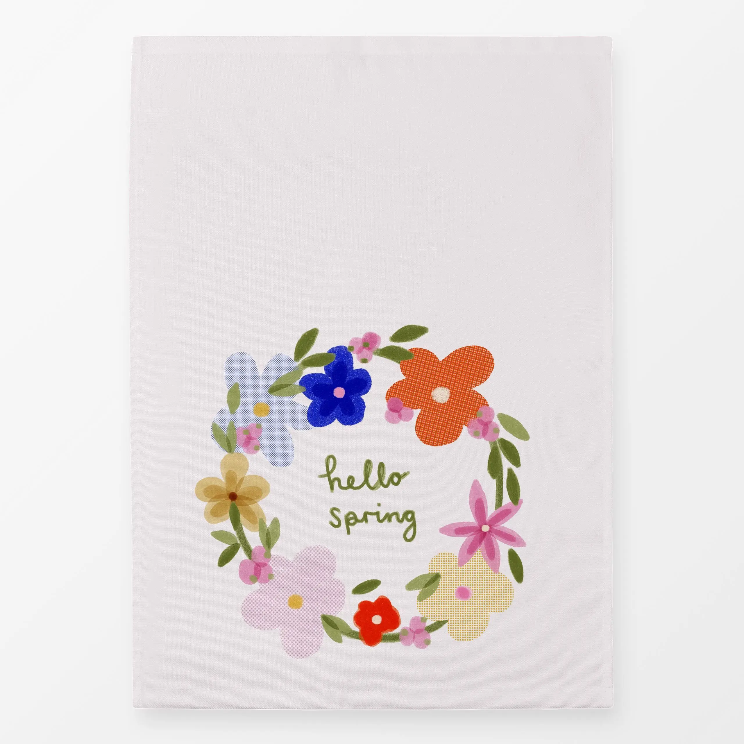Geschirrtücher Blumenkranz Spring Beige - Frühling, Ostern - von „Sophie Augustin Illustration"; Blumen, Wildblumen, Ostern,...