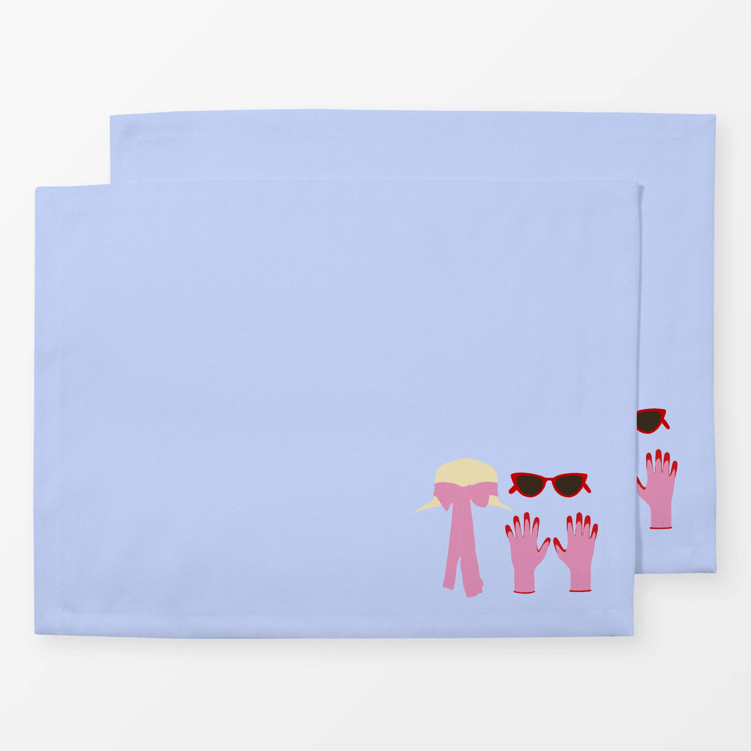 Tischset Garten Essentials Hellblau - Frühling - von „Sophie Augustin Illustration"; Garten, Sonnenhut, handschuhe, Gartende...