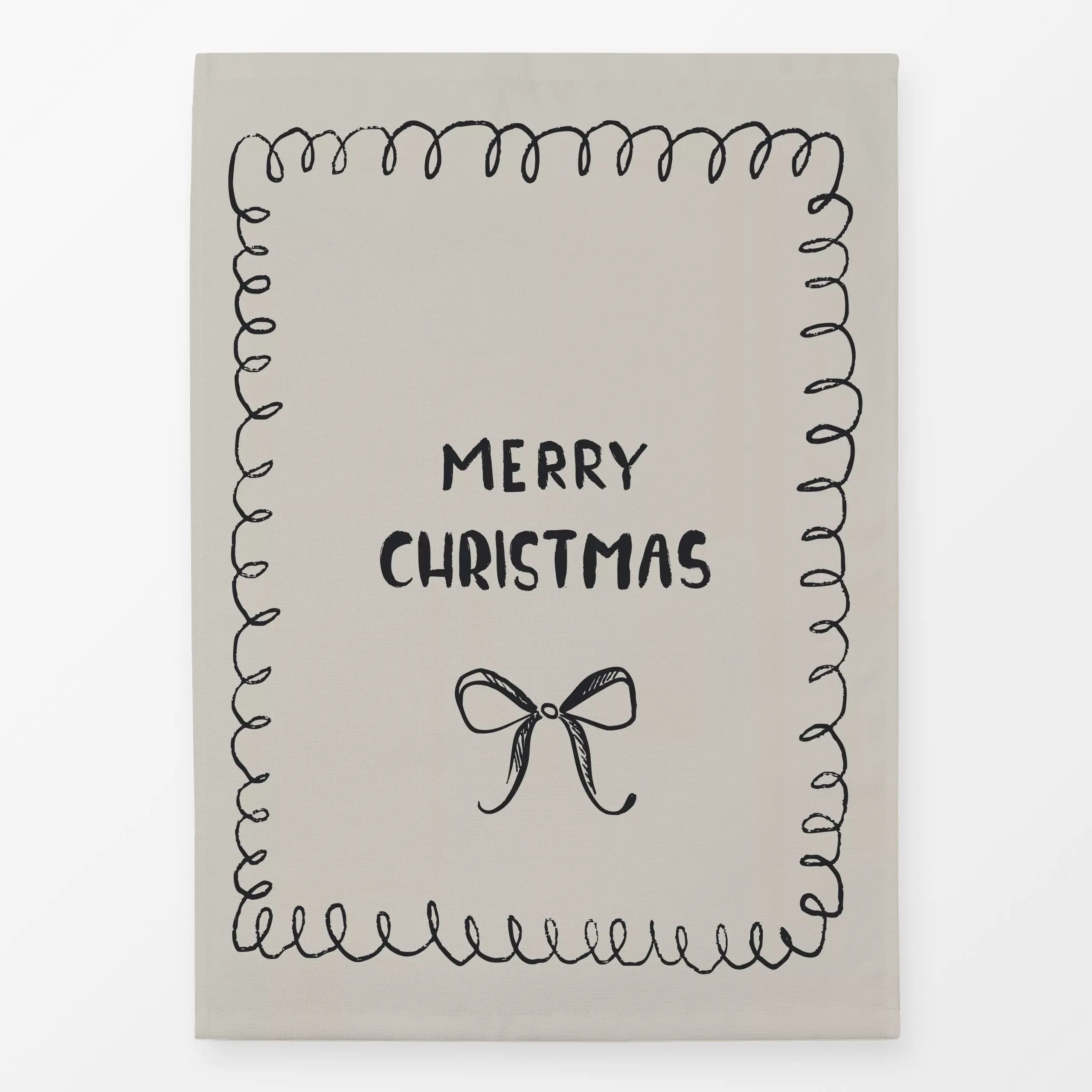 Geschirrtücher Merry Christmas Schleife beige - Sprüche & Schriftzüge, Weihnachten, Winter - von „Katrin Graff"; modern, Sca...