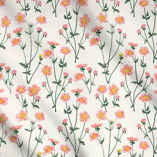 Meterware Wild Flowers Rosé Offwhite