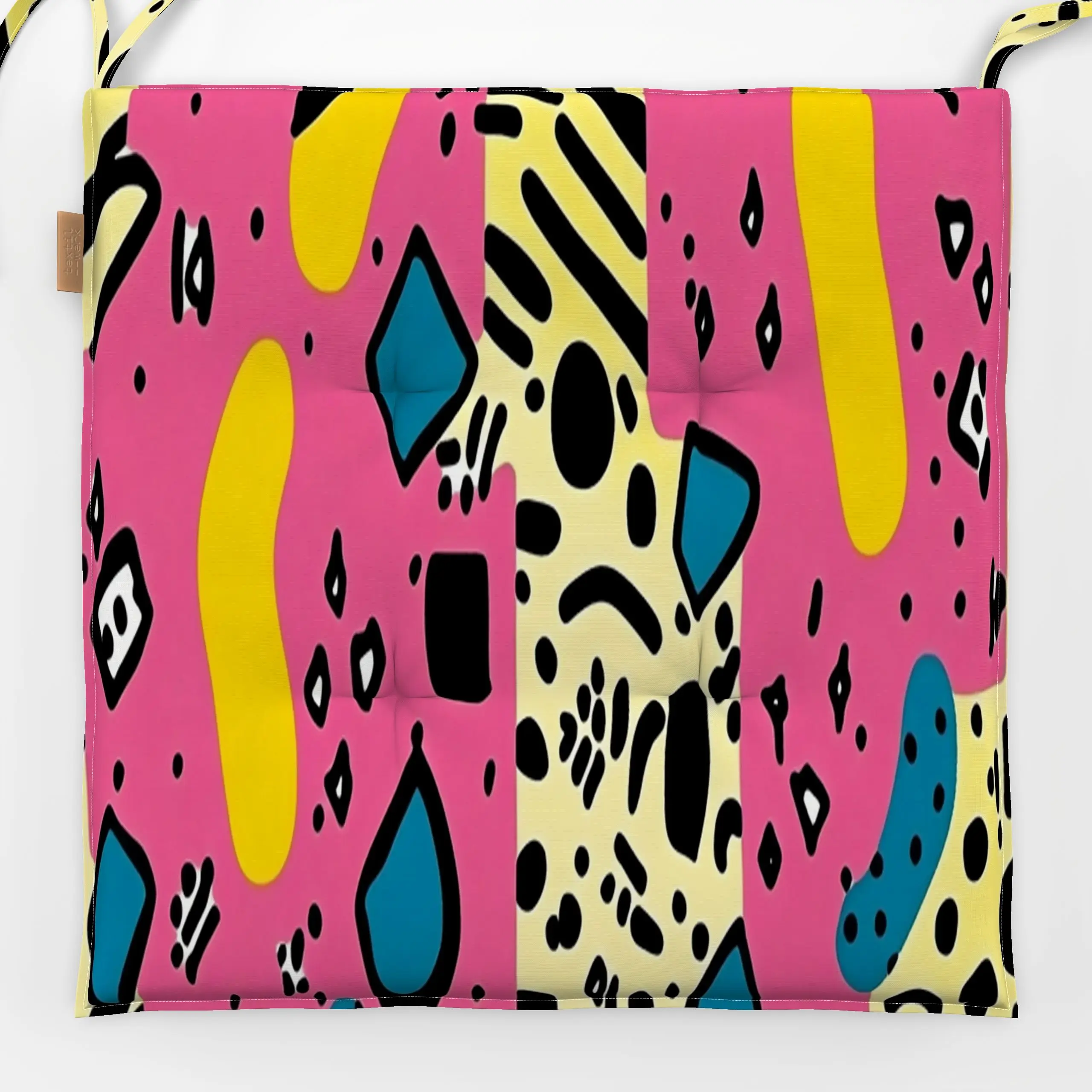 Sitzkissen Neopop - Sommer, Symbole & Muster - von „duundich"; kleingemustert, Retro, bunt, Happiness, 80er, colorful, wild,...