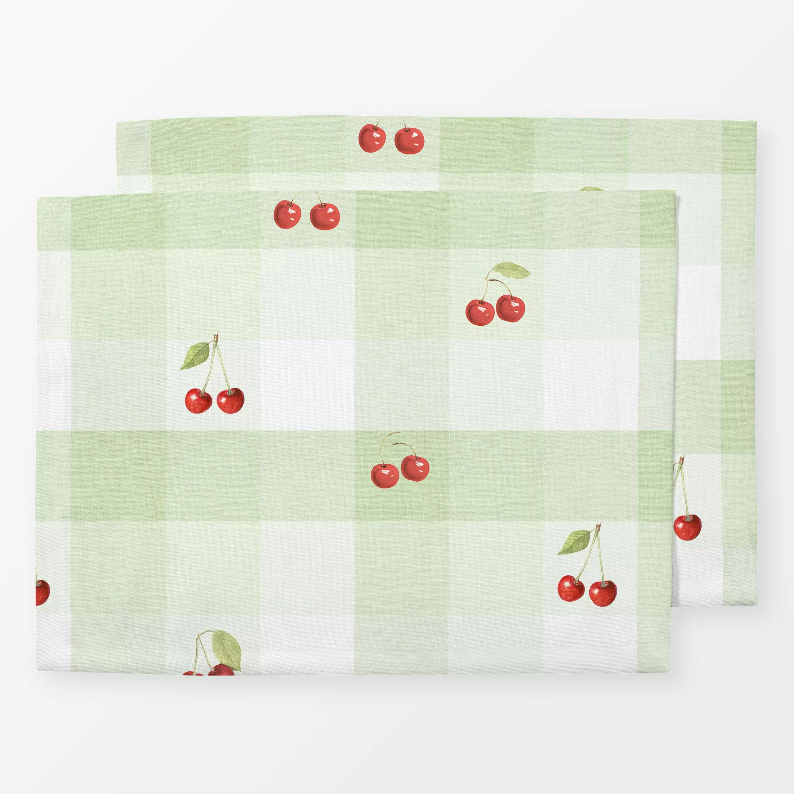 Tischset Vintage Cherry Gingham I, gemustert, Essen & Trinken, Früchte, von Bloomery Decor