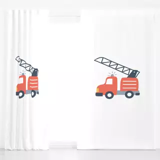 Dekovorhang Feuerwehr Auto Jungs