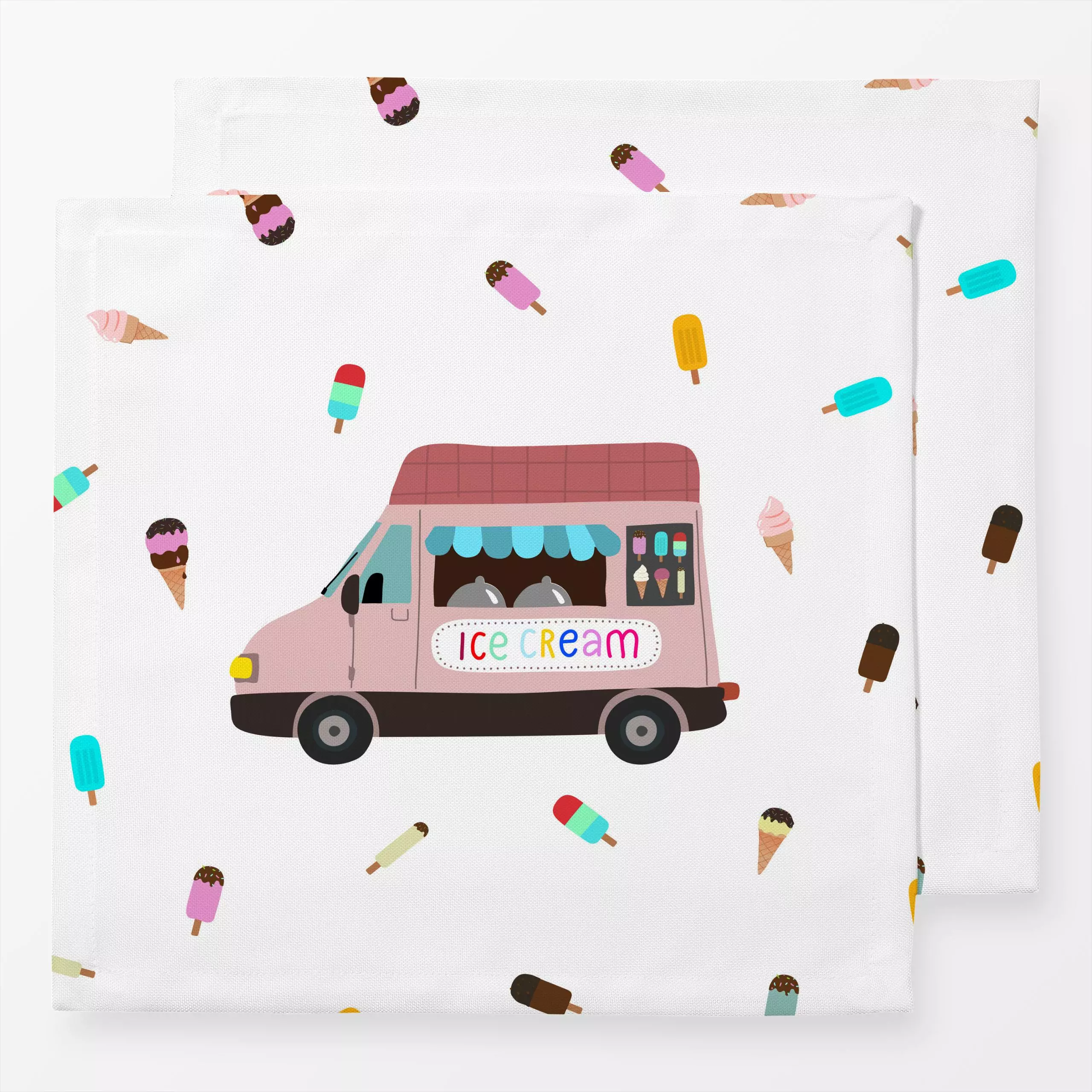 Servietten Icecream Truck - Kinderzimmer & Motive für Kinder, Sommer, Küche, Essen & Trinken - von „Heyduda"; Kinder, Eis, K...