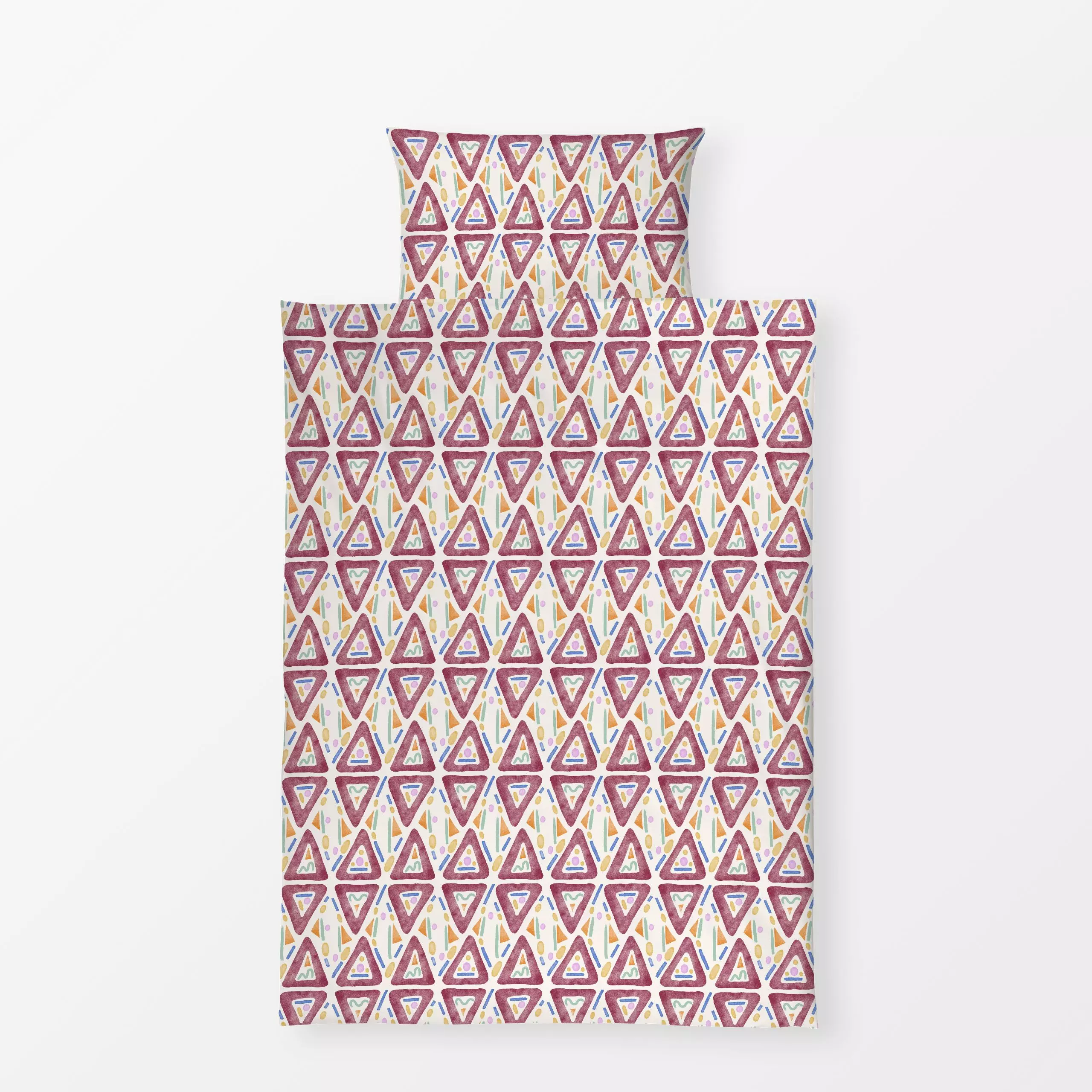 Bettwäsche Funny Triangles - Symbole & Muster - von „Patries Elisabeth"; hippie, Muster, Gouache, abstrakt, allover, Geometr...