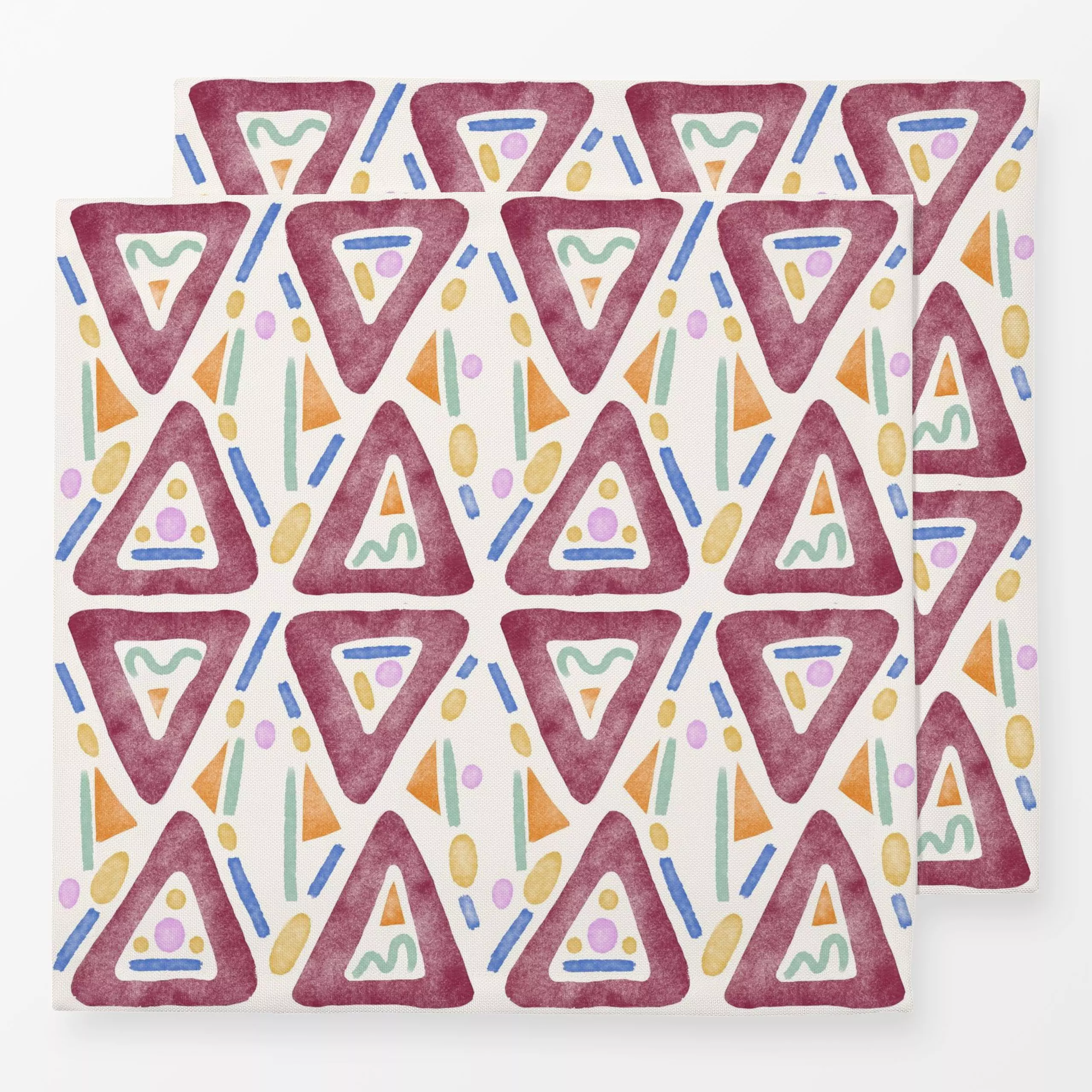 Servietten Funny Triangles - Symbole & Muster - von „Patries Elisabeth"; hippie, Muster, Gouache, abstrakt, allover, Geometr...