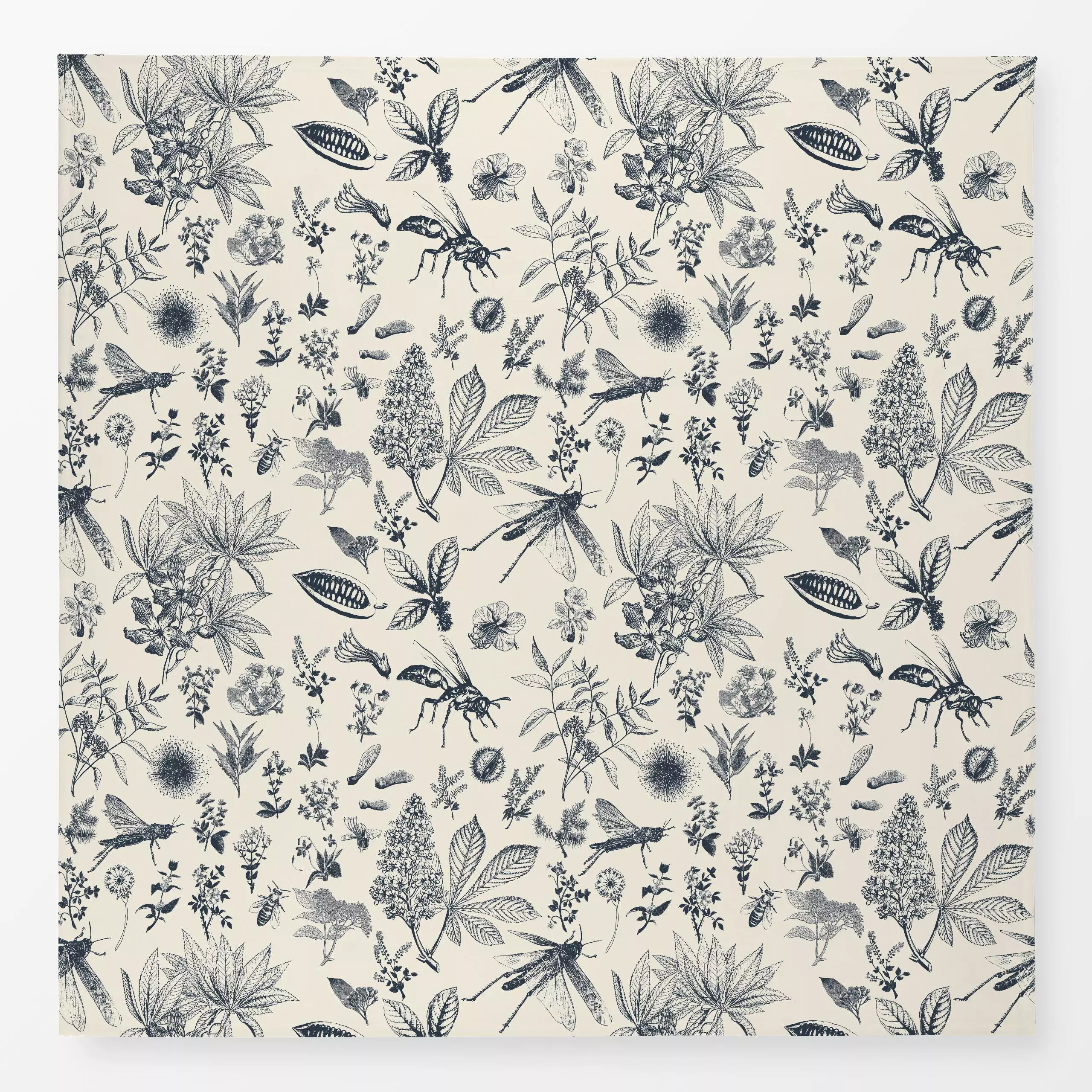 Tischdecke Insect Garden midnight - Tiere, Pflanzen & Botanik - von „Julia Schumacher“; Retro, Pusteblume, vintage, Bienen, ...