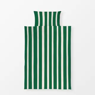 Bettwäsche Streifen dunkelgrün beige