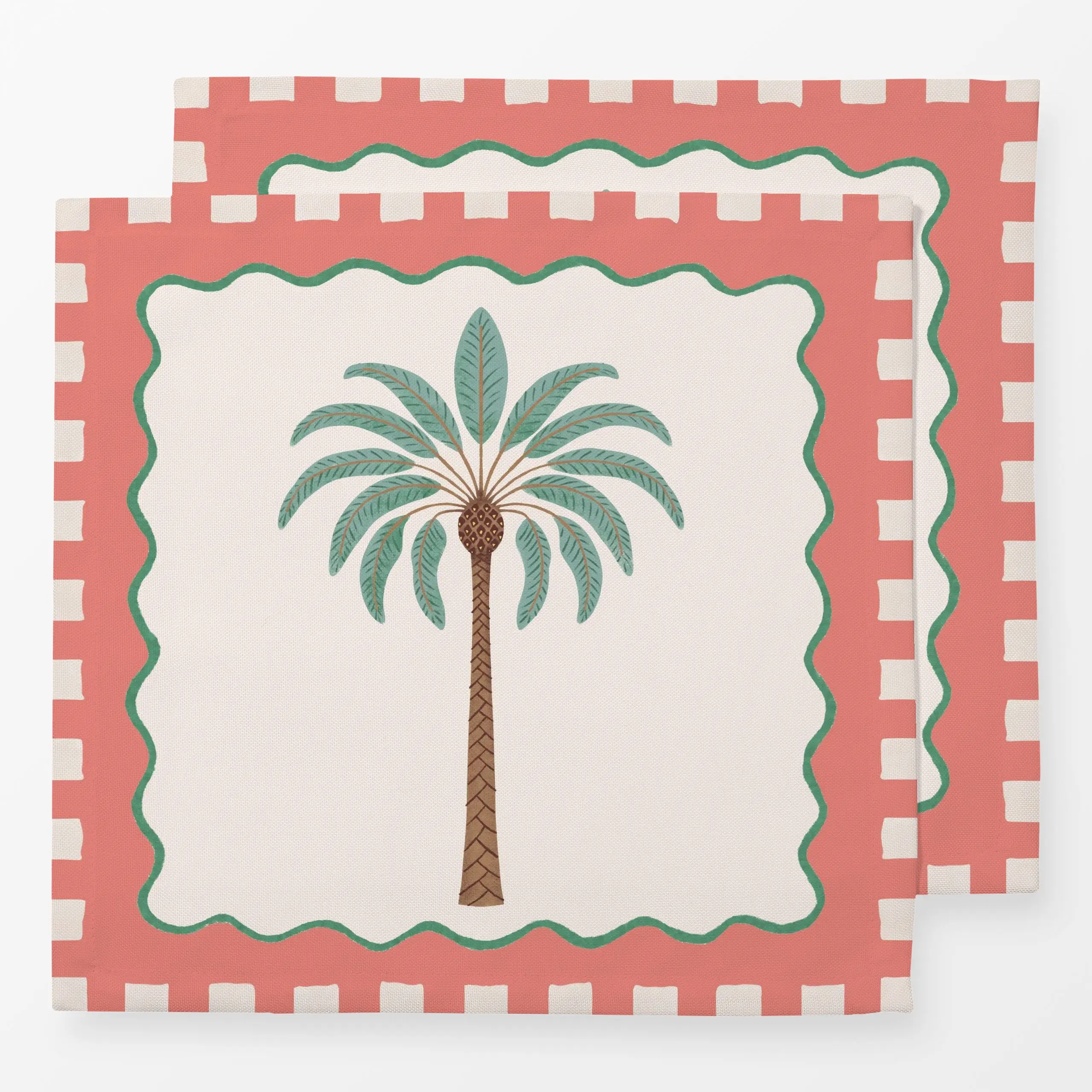 Servietten Palm tree red - Sommer, Symbole & Muster, Pflanzen & Botanik - von „Andrea Liesert"; Pflanzen, Palmen, tropisch, ...