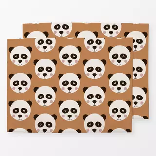 Tischset Panda braun Muster Wendekissen