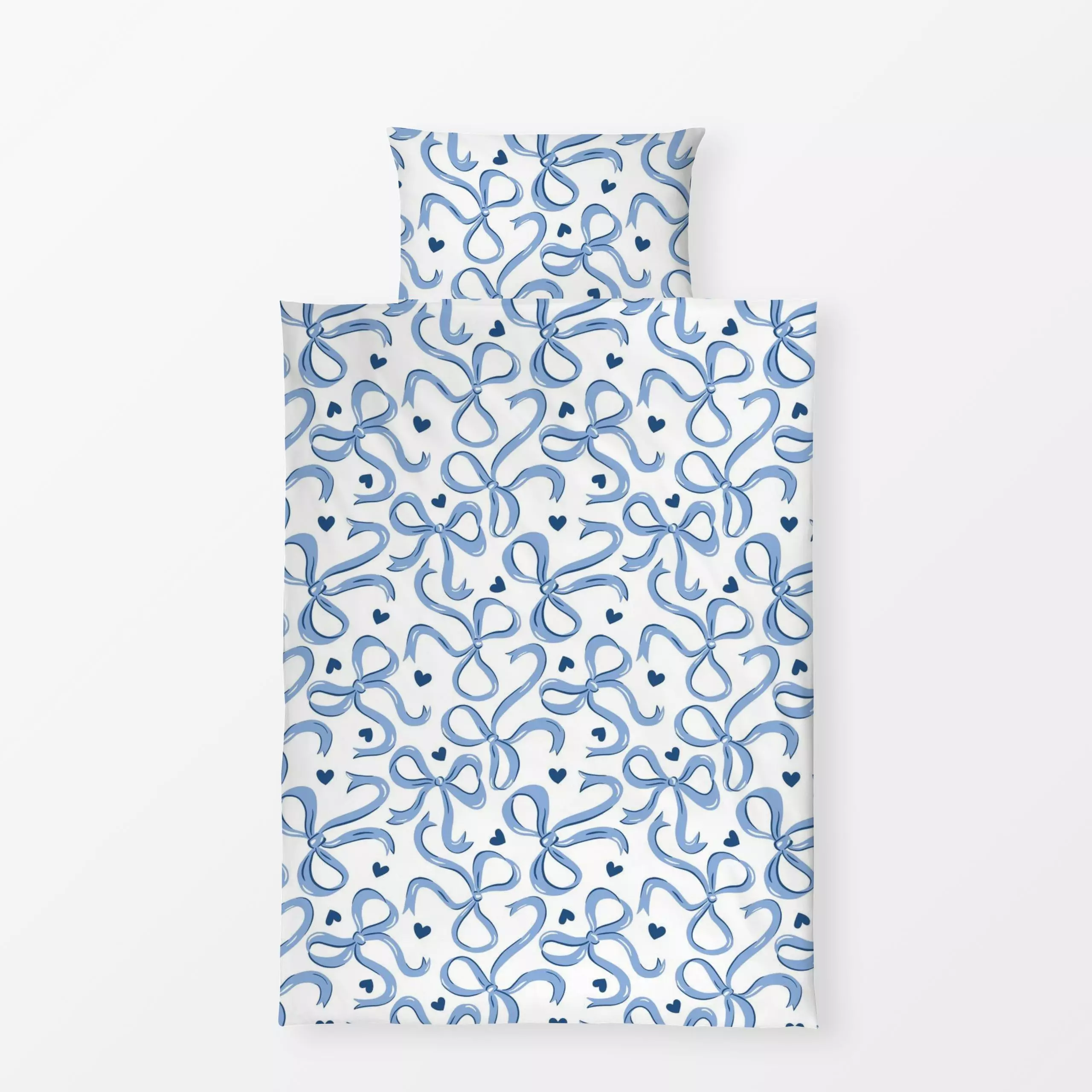 Bettwäsche Schleifen und Herzen blau - Frühling, Kinderzimmer & Motive für Kinder, Liebe, Romantik & Pride - von „Vivian Has...
