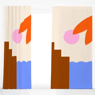 Dekovorhang Abstrakt Stadt Meer Sonne