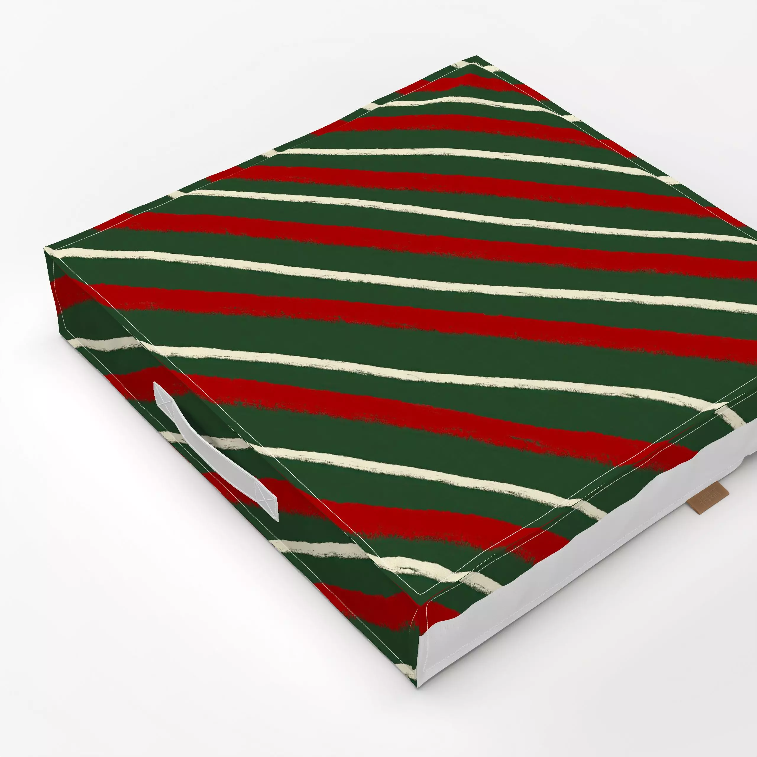 Bodenkissen Streifen grün & rot schräg - Weihnachten, Symbole & Muster - von „Studio Dolci"; Muster, Streifen, Protea, Weihn...
