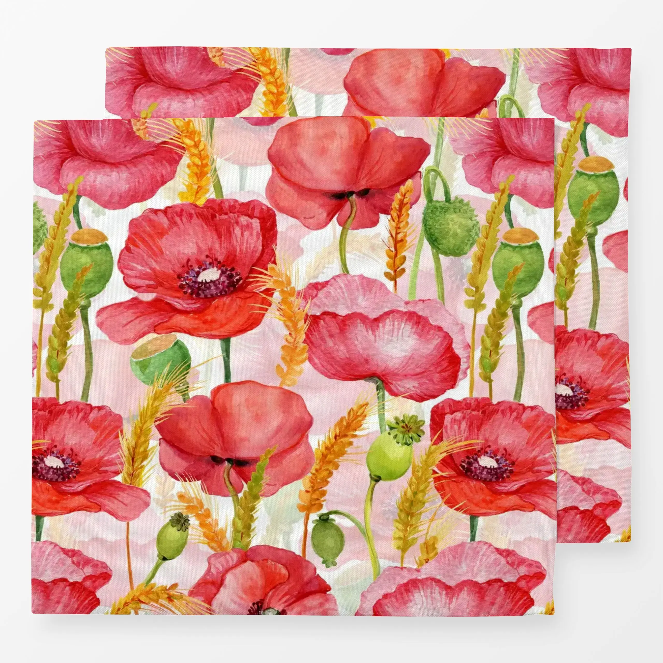 Servietten Wilde Mohnblumen Wiese - Blumen & Florales - von „Uta Naumann"; boho, Muster, Wasserfarben, Natur, skandinavisch,...